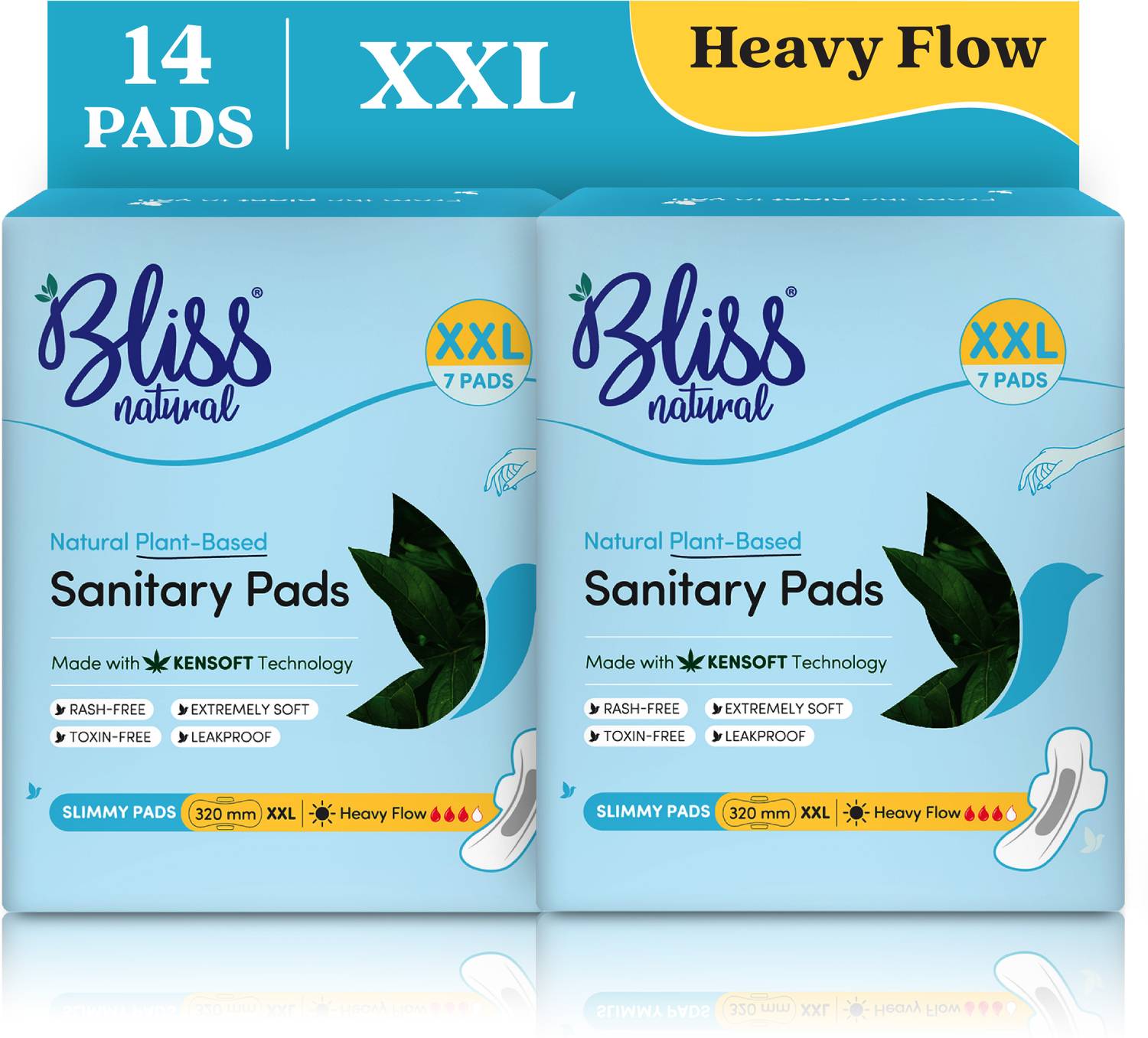 BlissNatural Ultra Thin XXL 320mm | Heavy Flow | Rash-Free & All Night Comfort Sanitary Pad