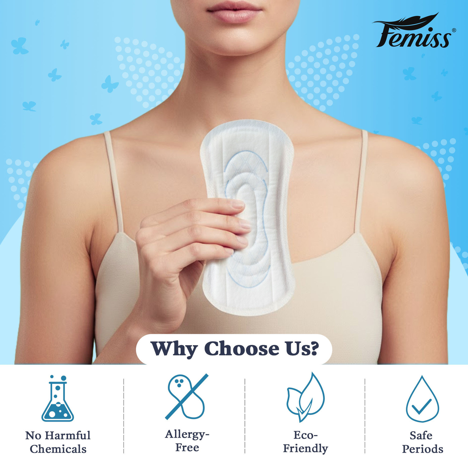 Image of Femiss Soft & Rash Free for Women & Girl Trifold 40 Sanitary Pads (XL-290MM) Pack of 2 Sanitary Pad