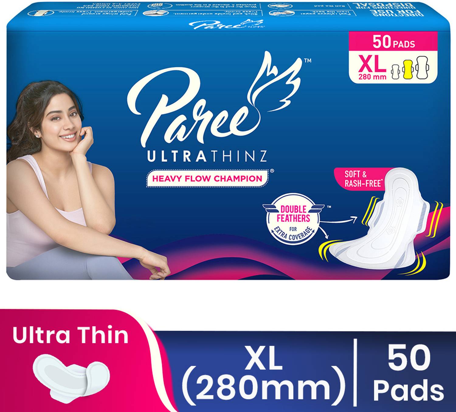 Paree Ultra Thinz Soft & Rash Free Double Feathers XL Pads Sanitary Pad