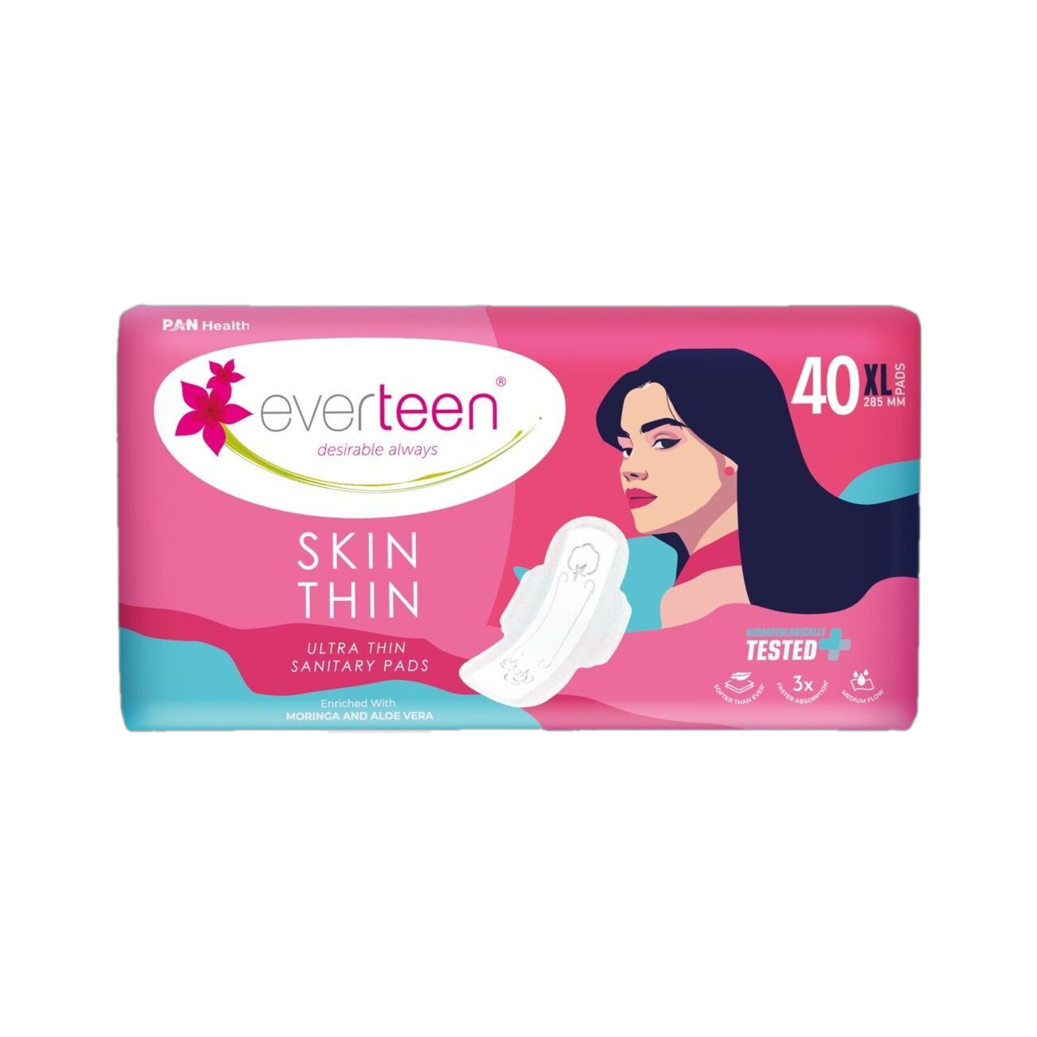 Image of everteen SKIN THIN Premium XL Pads| Rash-Free, Dermatologically Tested - 1 Pack (285mm) Sanitary Pad