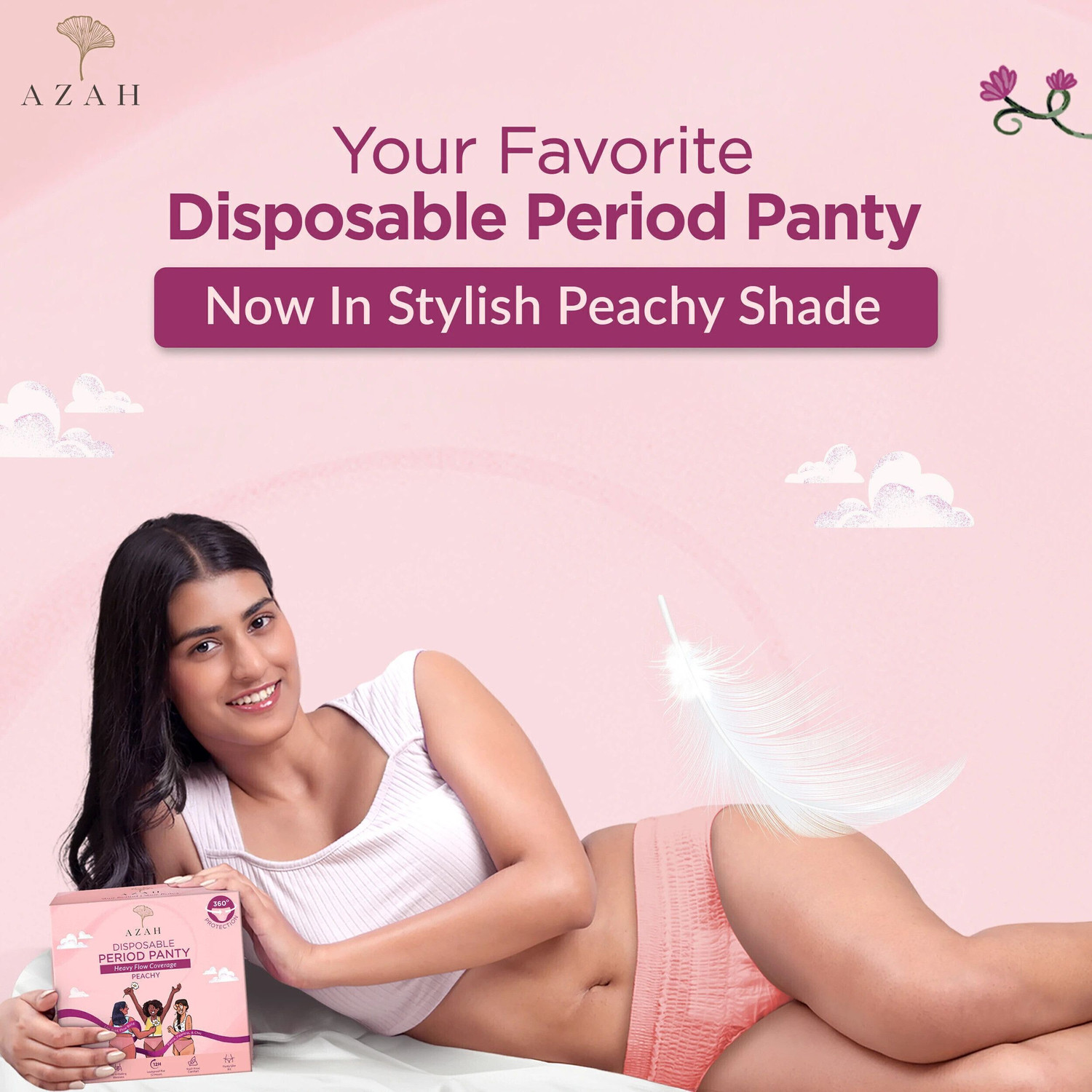 Image of AZAH Disposable Period Panties| Peachy New Look | Heavy Flow Coverage |M-L| Sanitary Pad