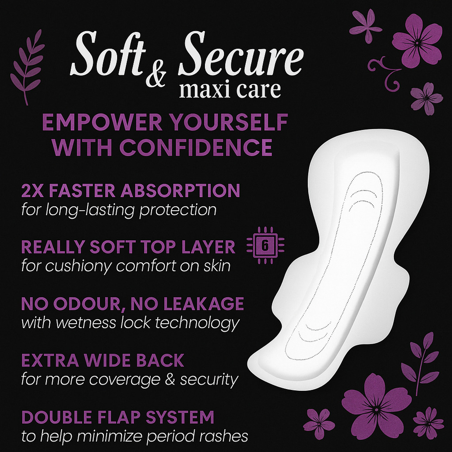 Image of soft & secure Period Care Drynet Pad For Heavy Flow Size XXL Jumbo Pack Of 1 (40 Pads) Sanitary Pad