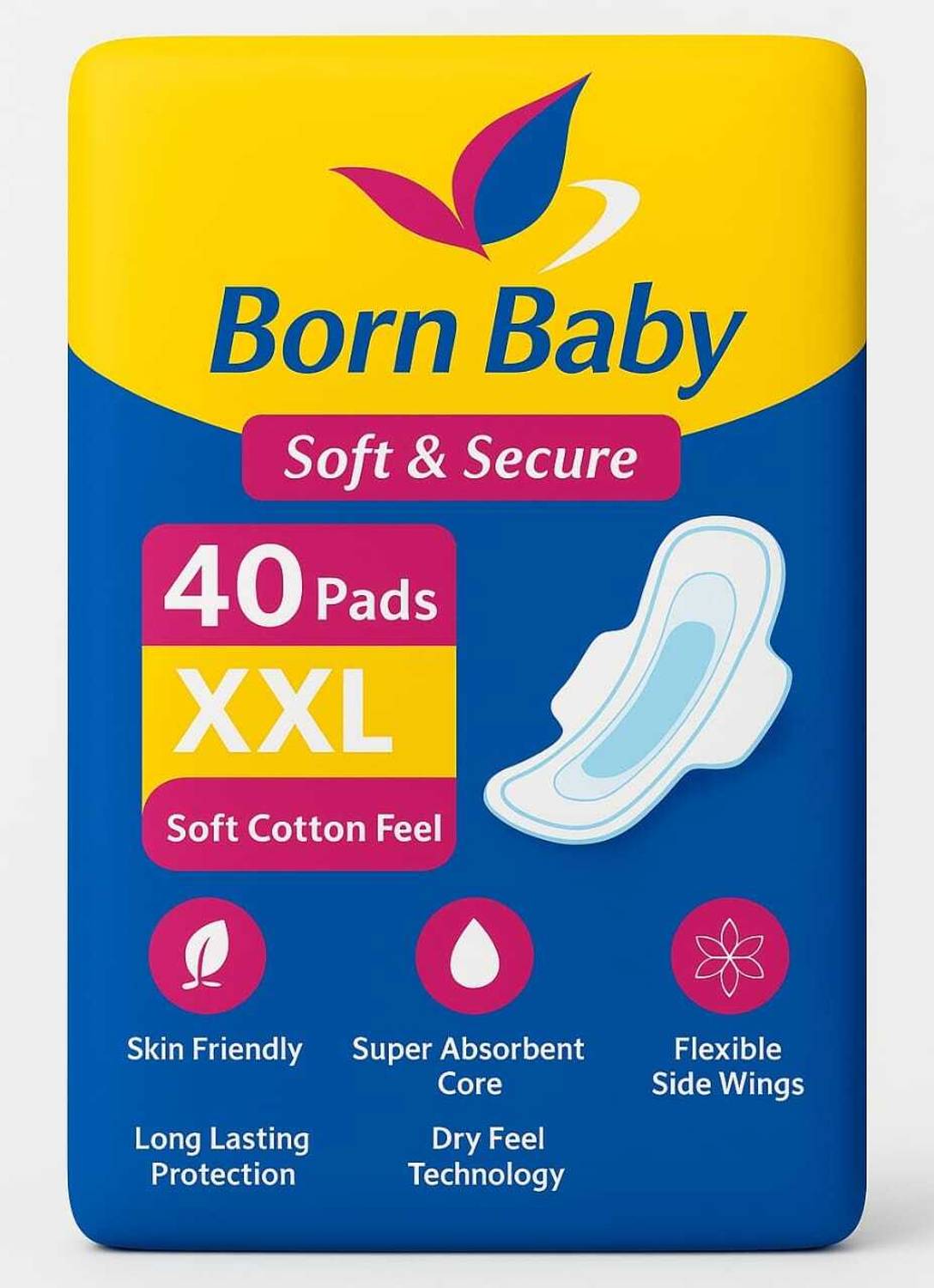 Born Baby XXL Jumbo Heavy Flow Jelly Pack Of 40 pcs Sanitary Pad