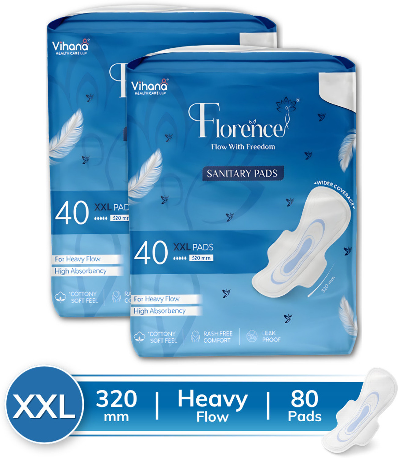 Image of Florence Extra Long & Extra Absorbent - XXL� (Pack of 2)-80 PCS Sanitary Pad