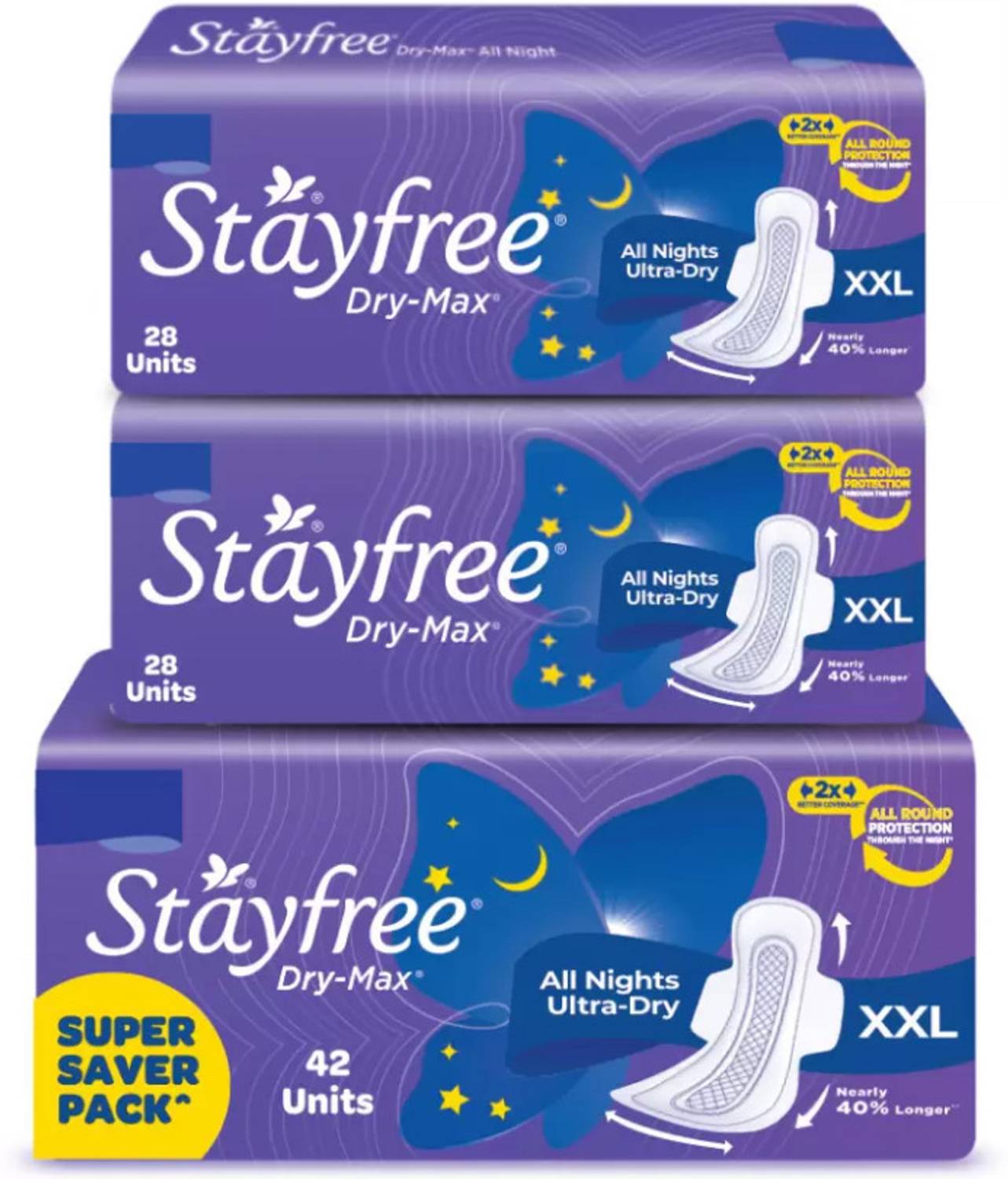 STAYFREE Dry-Max All Nights Sanitary Pad - Image 1
