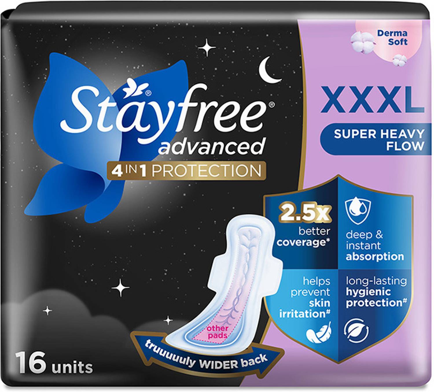 STAYFREE Advanced All Nights XXXL | Odor Control | Absorbs 2x more | Ultra Thin Pads Sanitary Pad