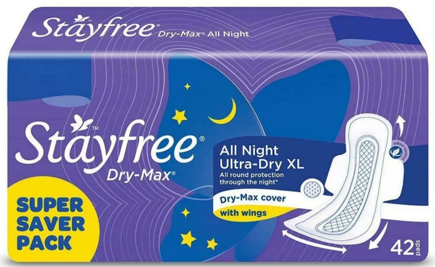 Image of STAYFREE Dry Max XXL | All Night XXL Dry Cover Sanitary Pads for Women Sanitary Pad