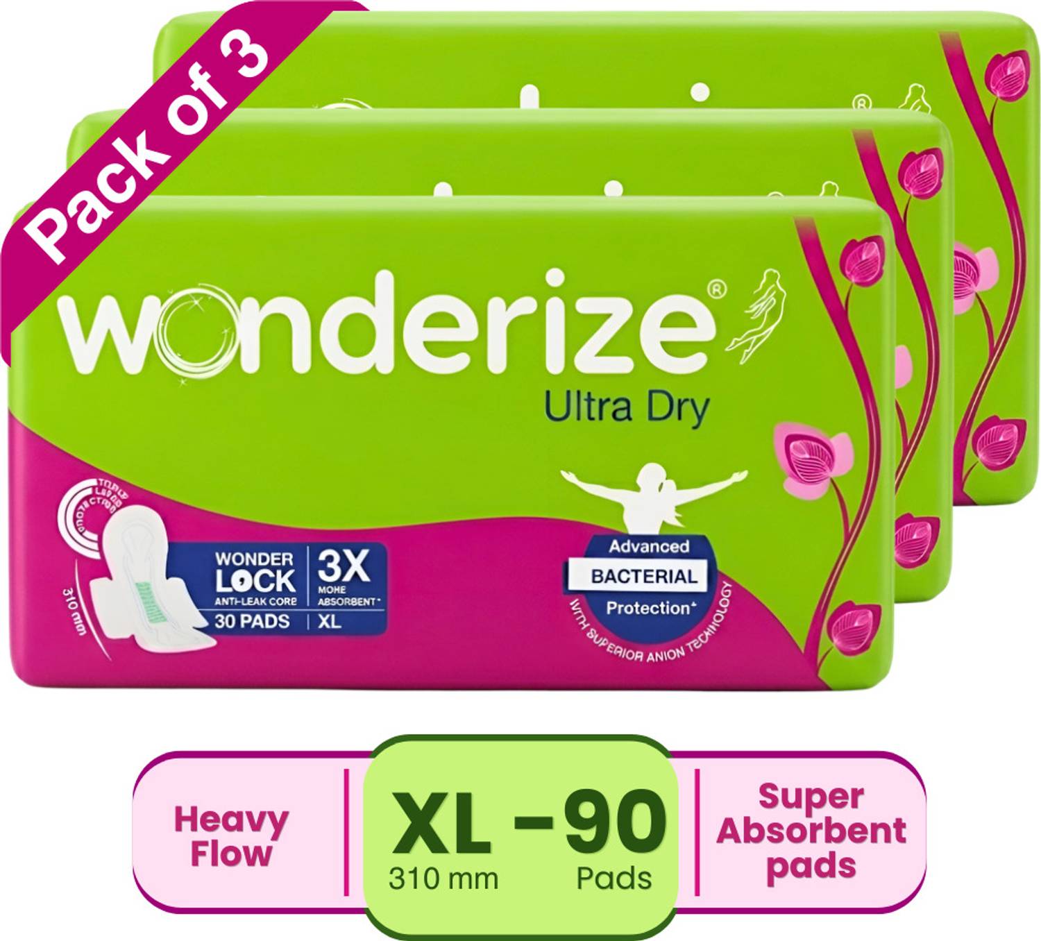 Wonderize Ultra Dry Anti Leak XL Napkins For Women Sanitary Pad