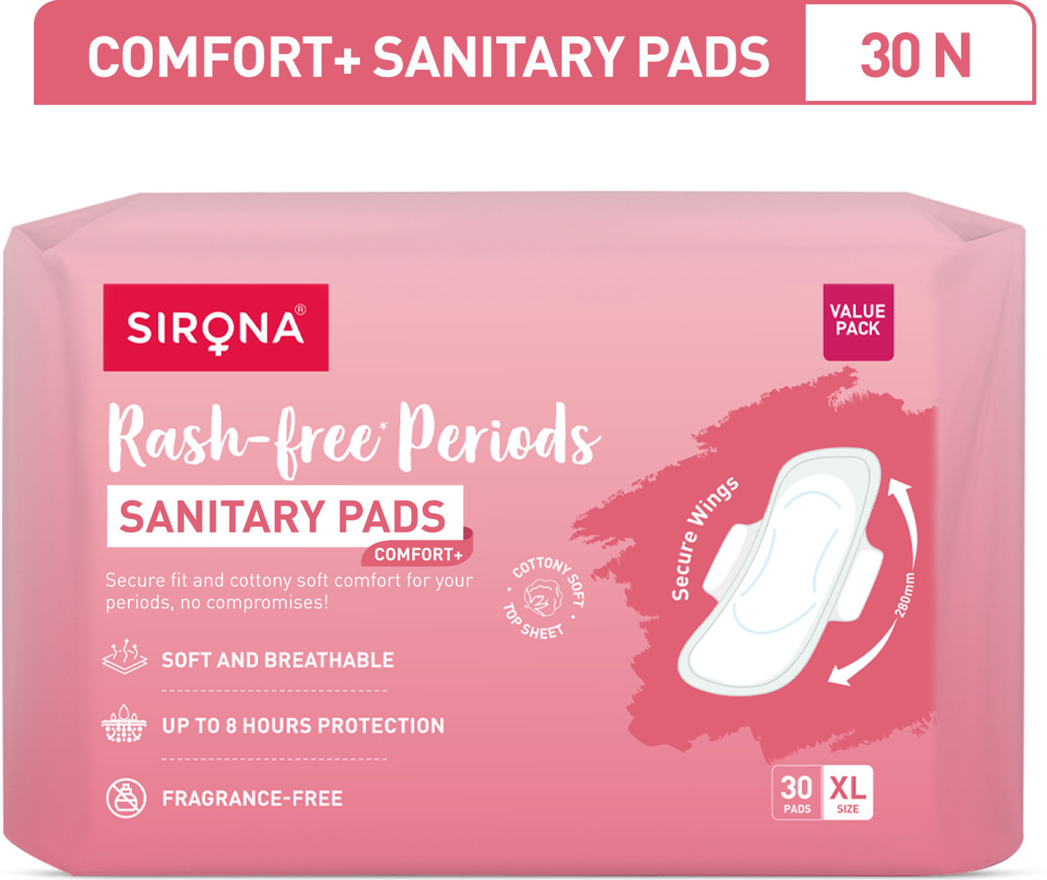 Image of SIRONA Rash-Free Cottony Soft | For Heavy Flow & Leak Protection | Super Saver Pack-XL Sanitary Pad