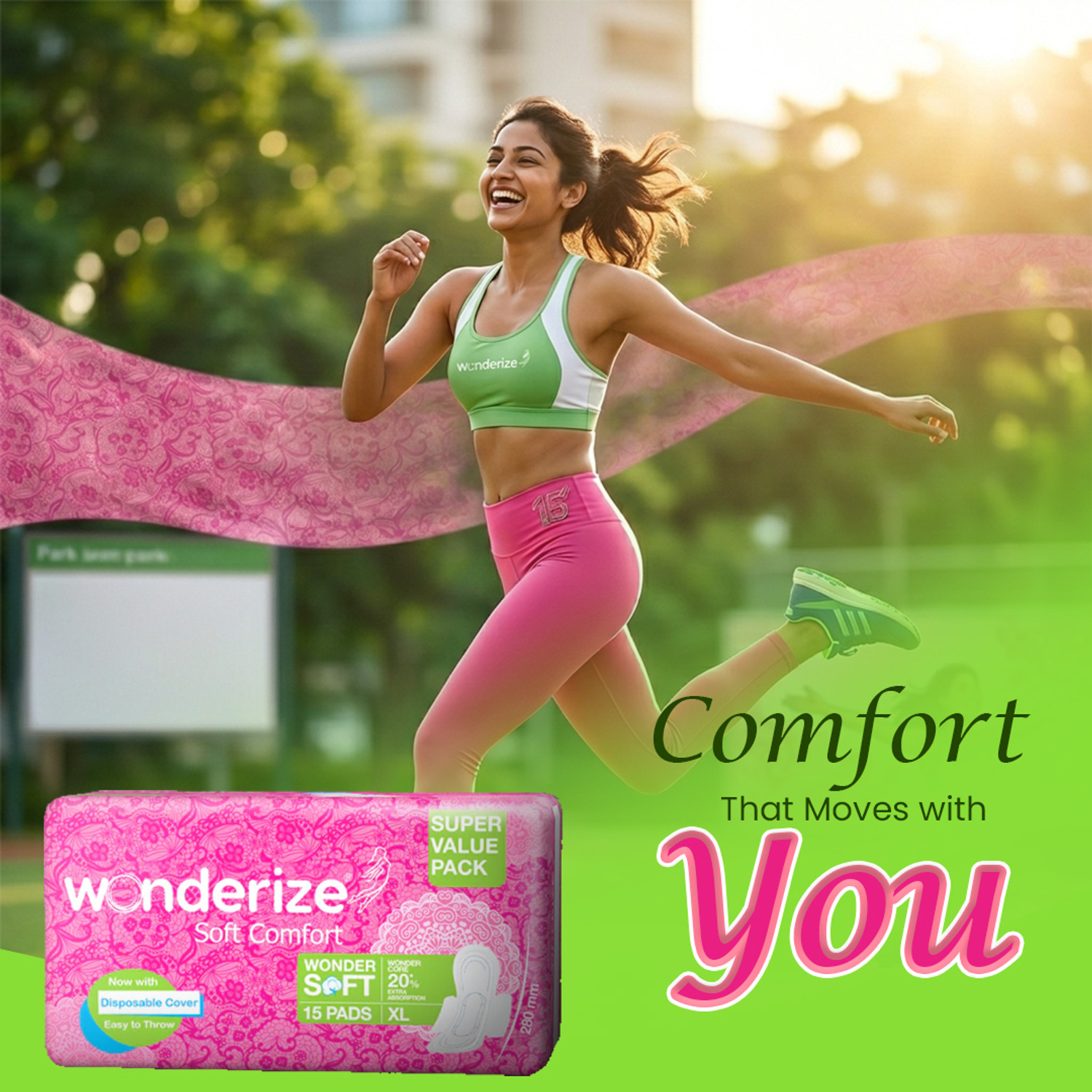 Image of Wonderize Soft Comfort XL Sanitary Napkin 45 Pads Combo of 3 With Disposable Pouch Sanitary Pad