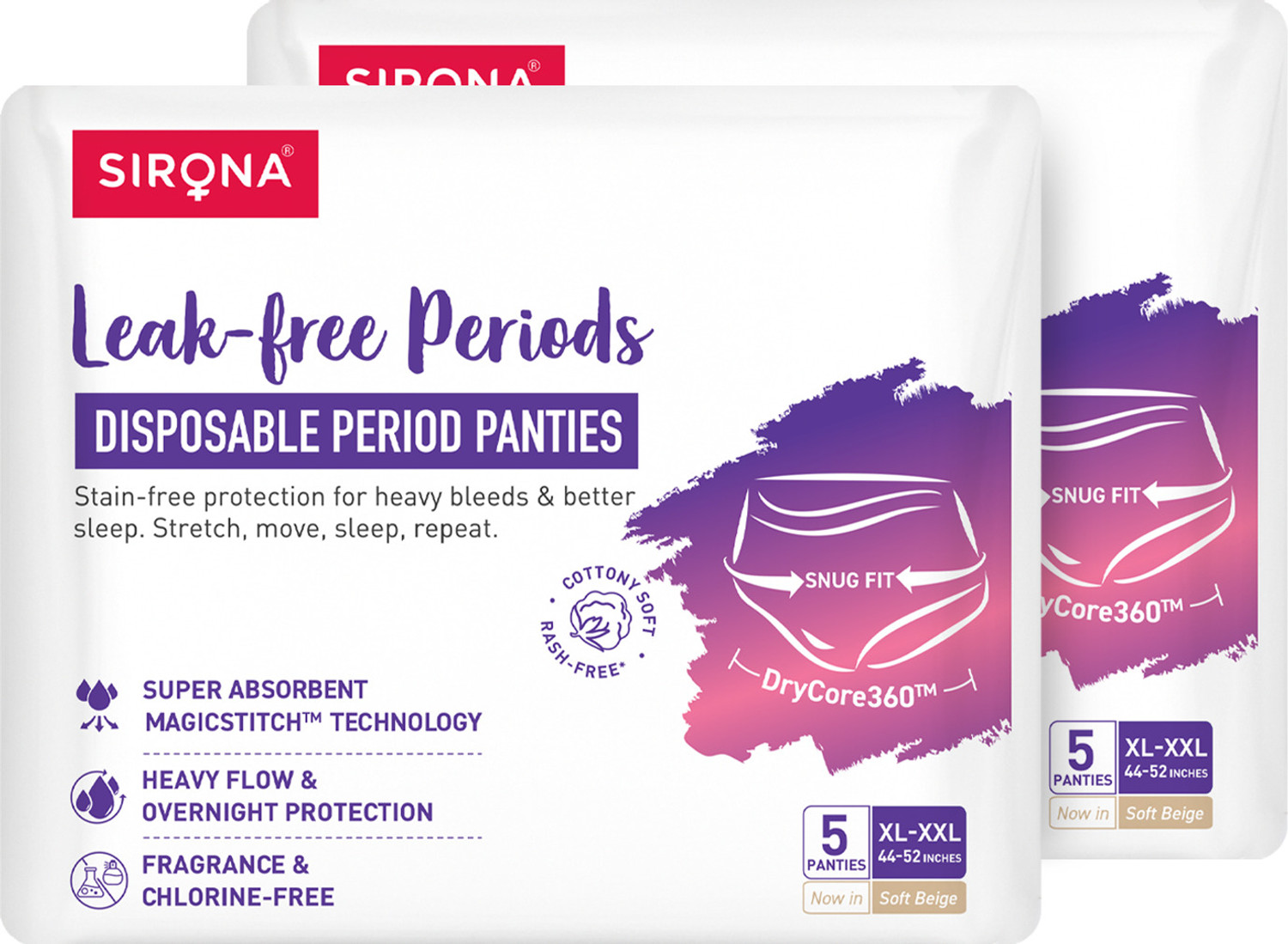 Image of SIRONA Super Absorbent Disposable Period Panty with 360 Protection for 12 Hours (XXL) Sanitary Pad