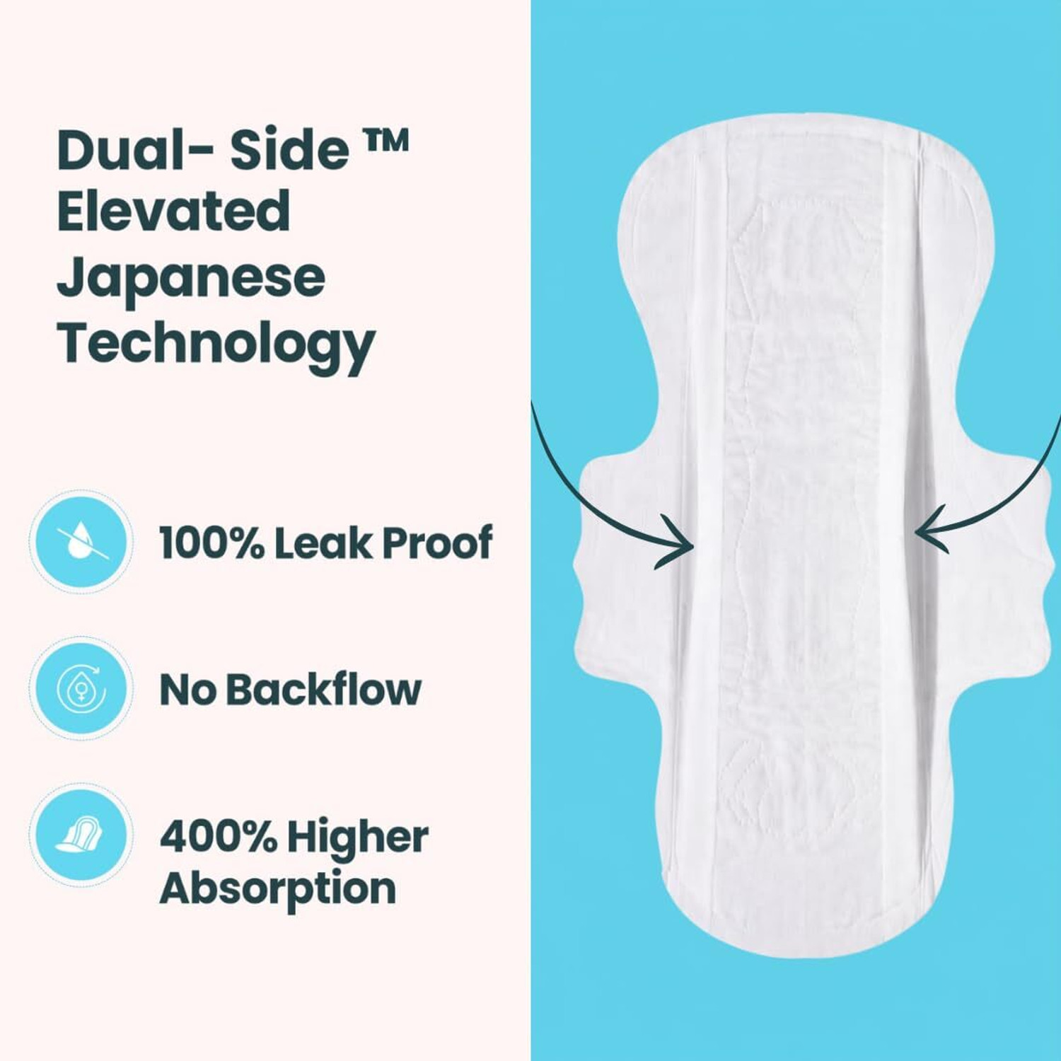 Image of Hi Life XXL Organic Sanitary Pads with Honeycomb Leak Lock for Heavy Flow Sanitary Pad (Pack of 8)