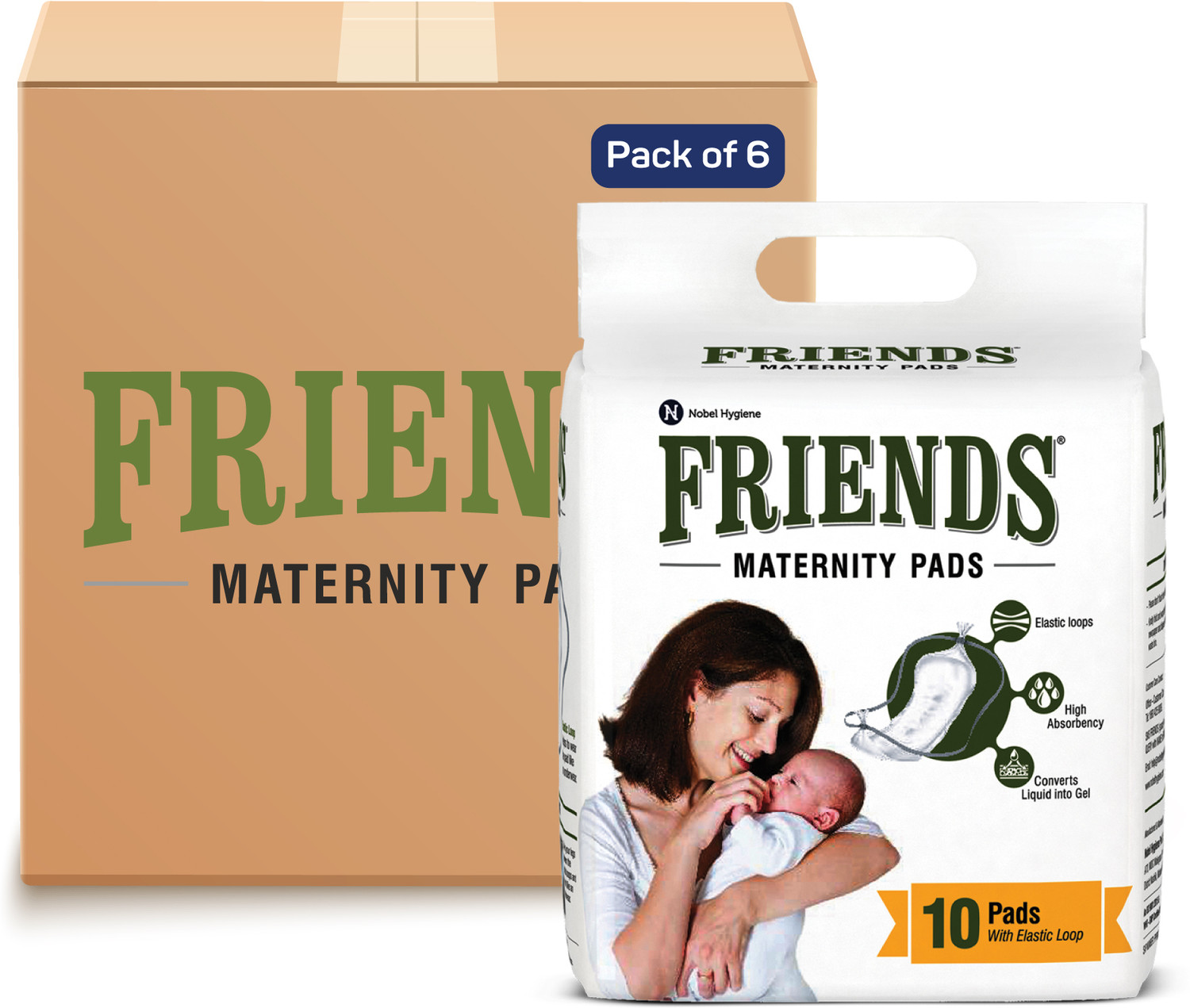 Image of FRIENDS Maternity Pads with Elastic Loop for Post Pregnancy Bleeding Sanitary Pad