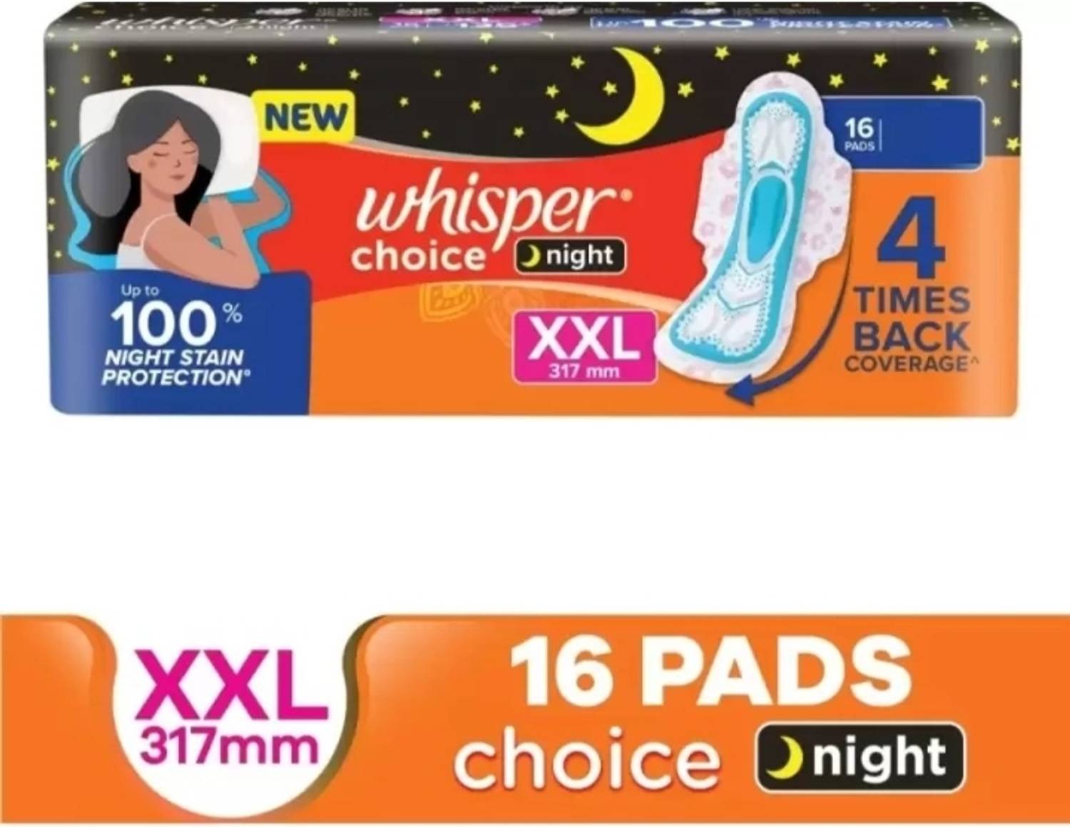 Whisper Choice night XXL- 16-Sanitary Pads pack of 1 Sanitary Pad