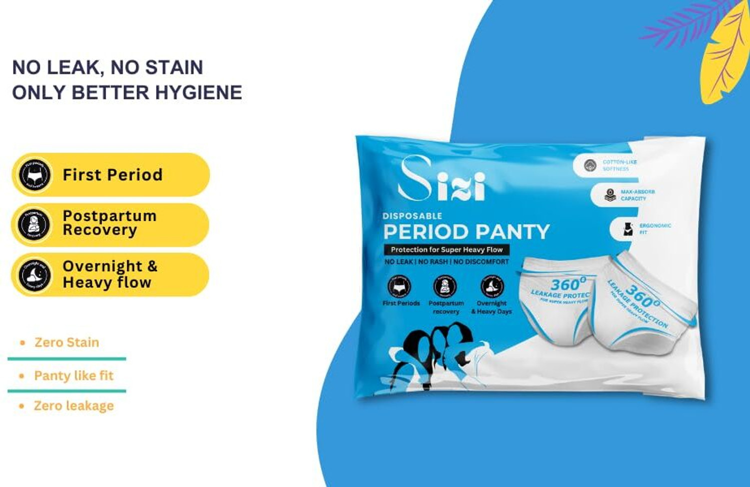 Image of SIZI Maternity SanitaryPads After Delivery, Disposable Panties for Women, Pack Of 10 Sanitary Pad (Pack of 10)