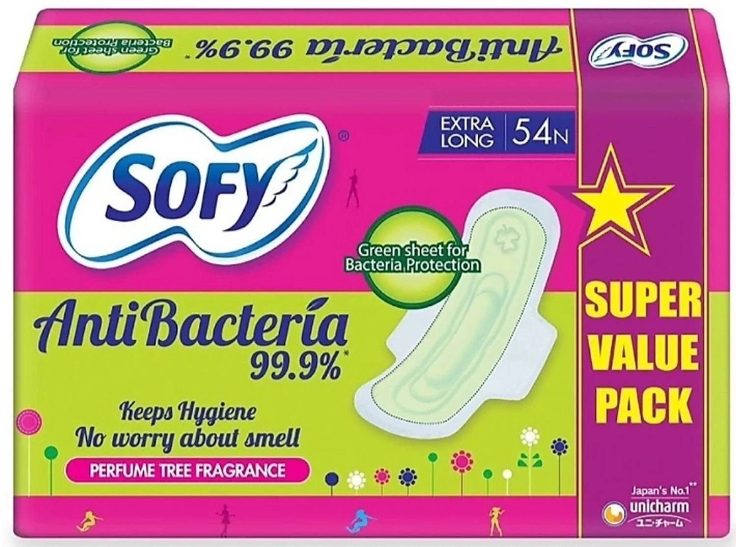 SOFY Antibacteria X-Large Extra Long Pads - Pack of 48 Count Sanitary Pad