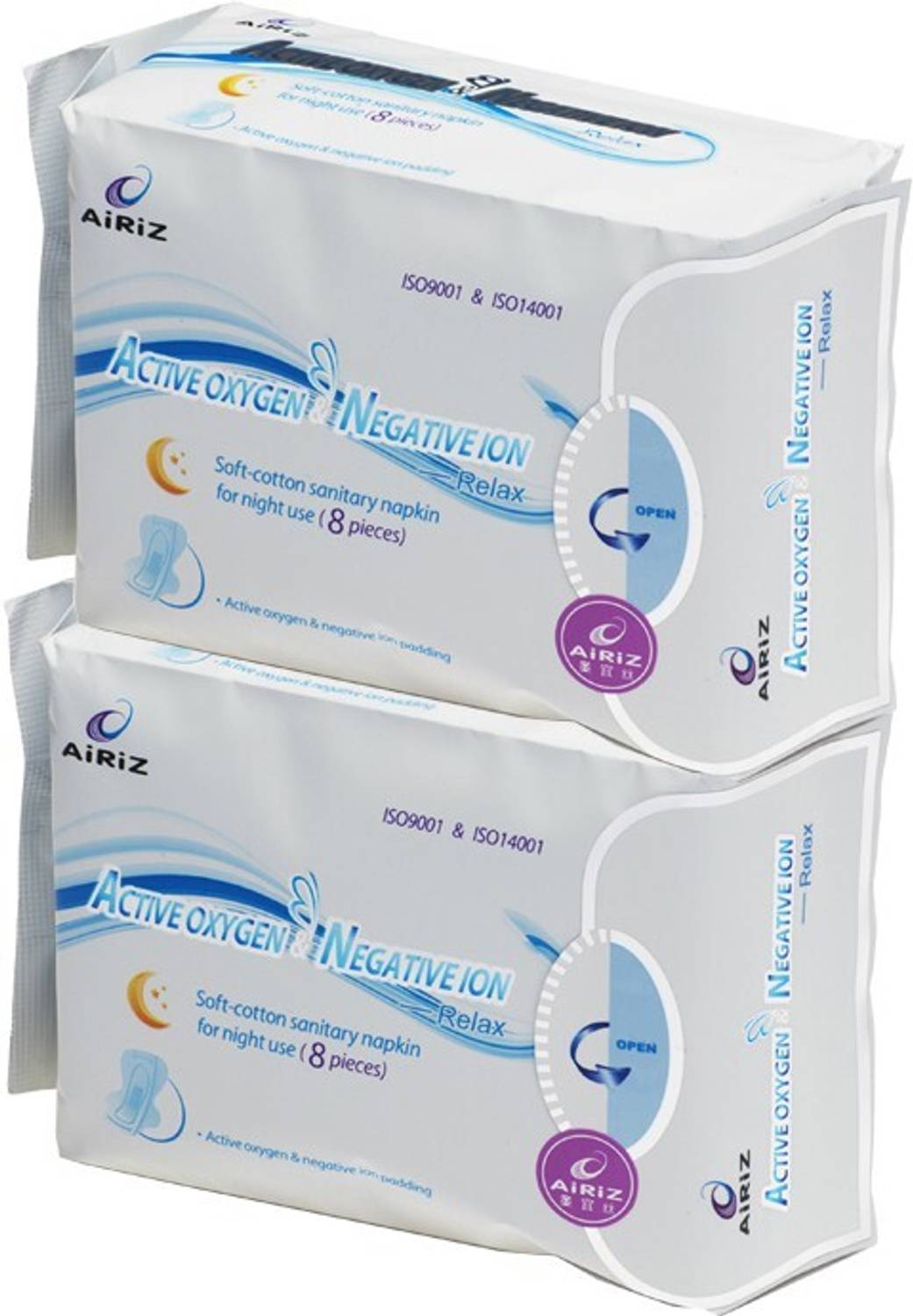 AIRIZ Activeoxygen & Negative Ion Soft-cotton sanitary napkin for night use (Pack of 2) Sanitary Pad