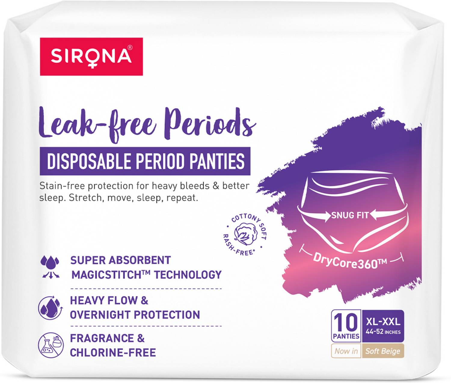 SIRONA Disposable Period Panties - XL-XXL (44"-52") | Super Soft & 5X More Absorbent Sanitary Pad