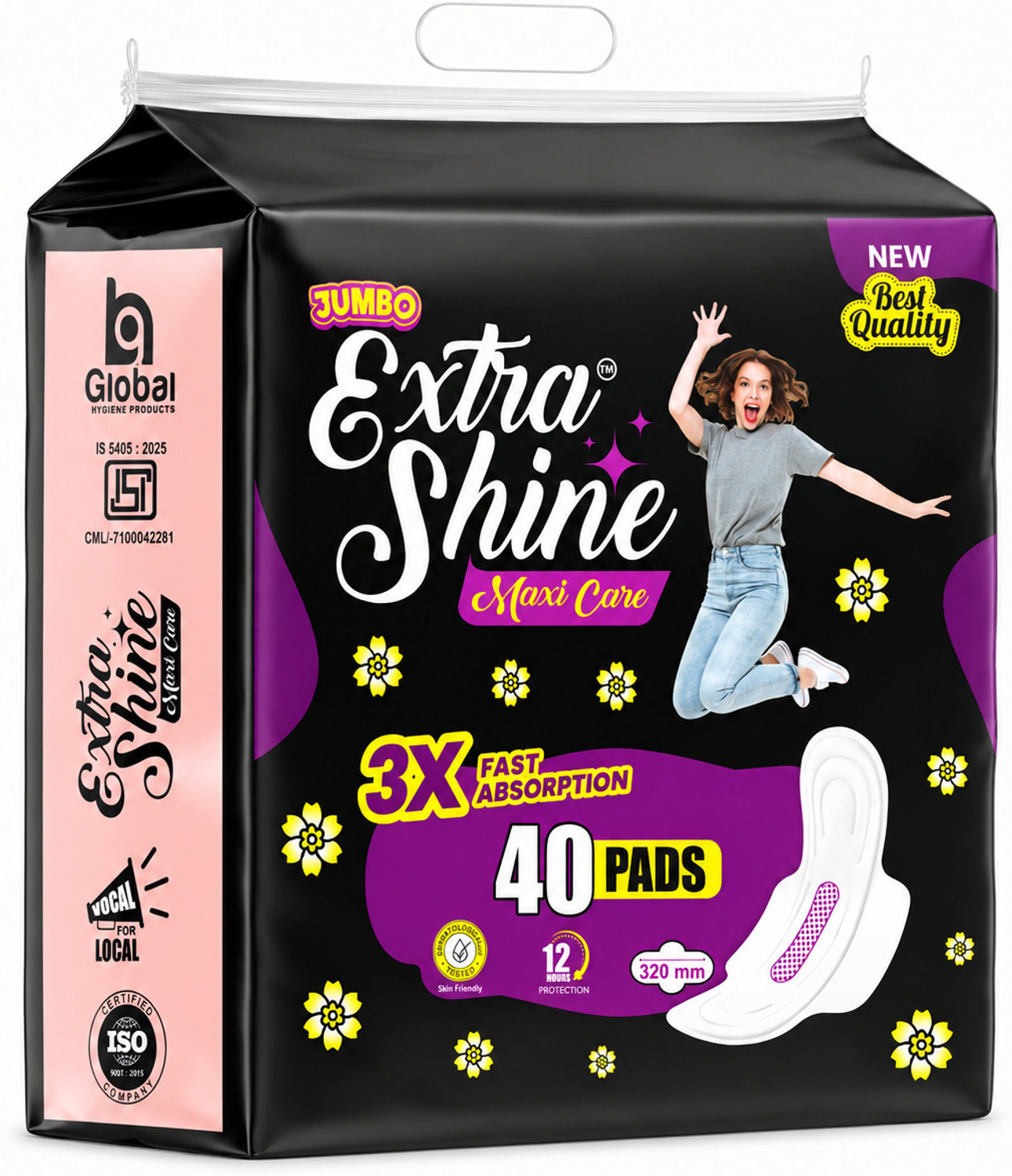 Image of JUMBO EXTRA SHINE ES 320mm XXL pads Sanitary Pad