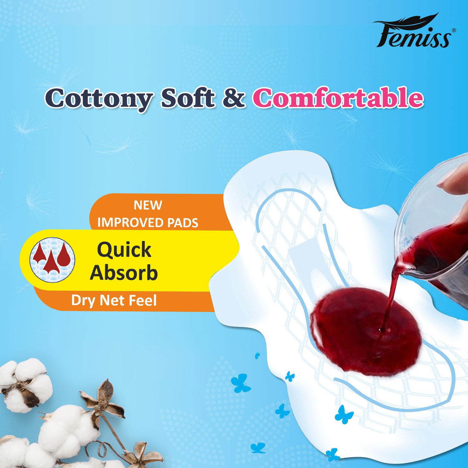 Image of Femiss Soft & Rash Free for Women & Girl Trifold 40 Sanitary Pads (XL-290MM) Pack of 2 Sanitary Pad