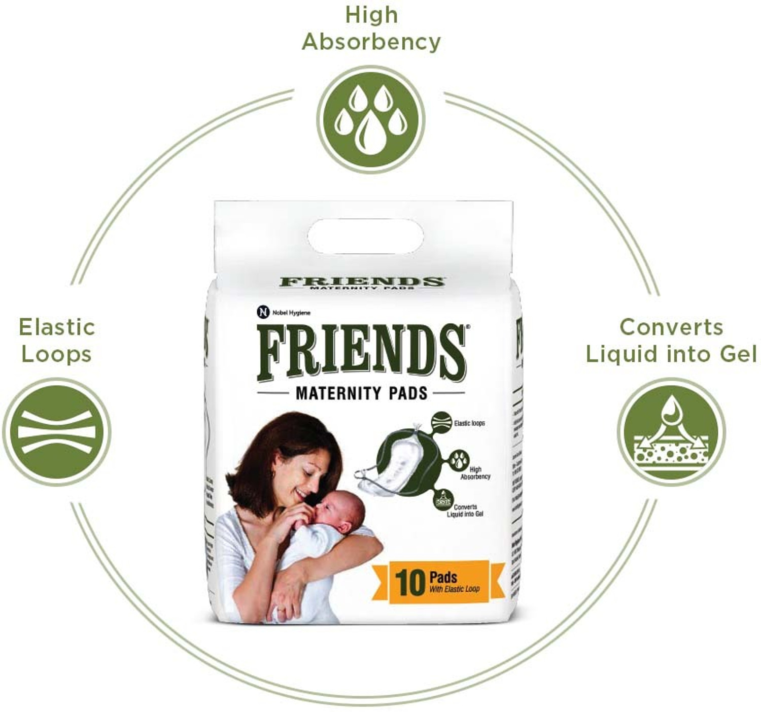 Image of FRIENDS Maternity Pads with Elastic Loop for Post Pregnancy Bleeding Sanitary Pad