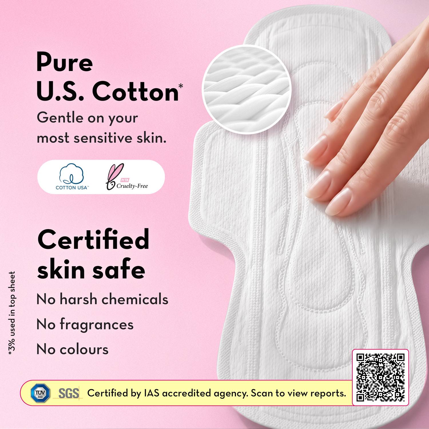 PLUSH 100% Cotton Rash Free Heavy Flow Pads (15 XL Pads & 2 Liners) - Image 3