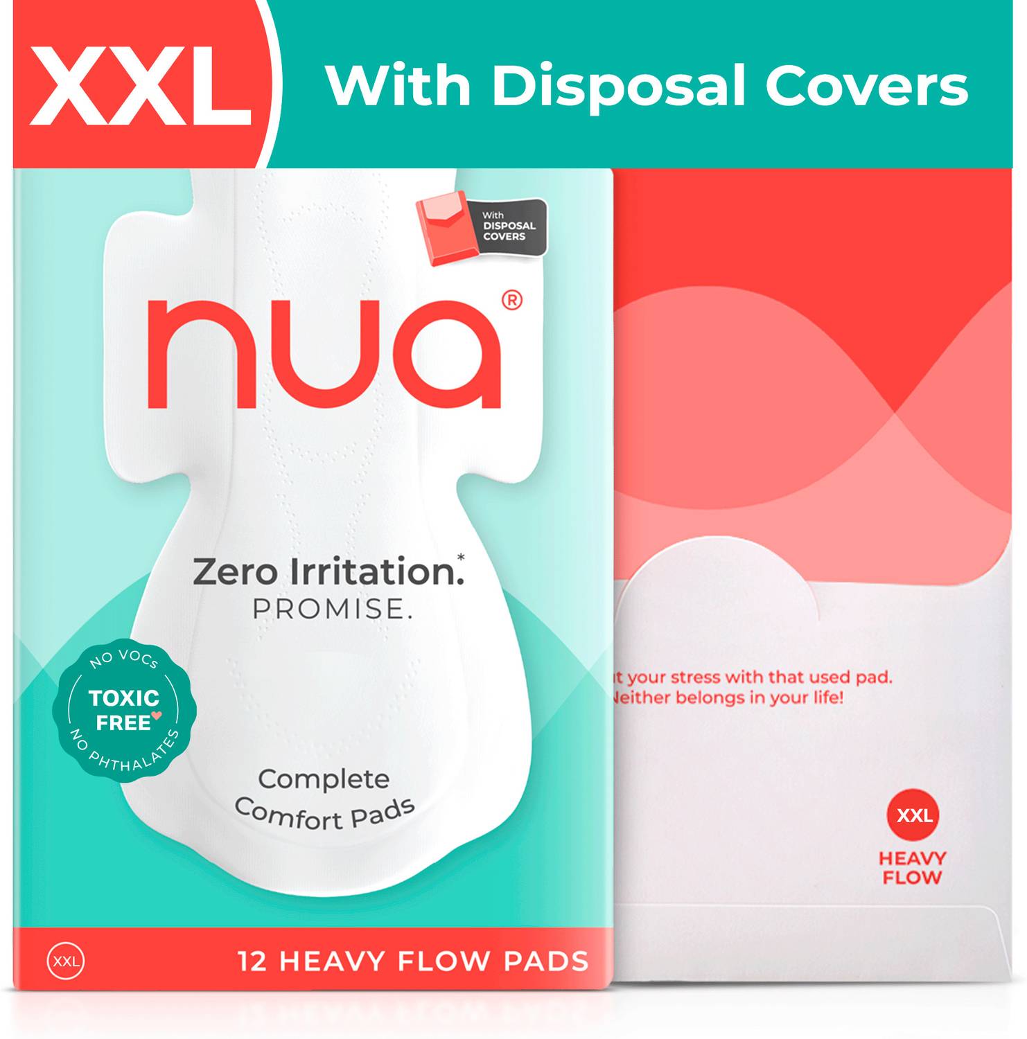 Nua Complete Comfort 12 XL+ With Disposal Covers| Zero Irritation Promise Sanitary Pad