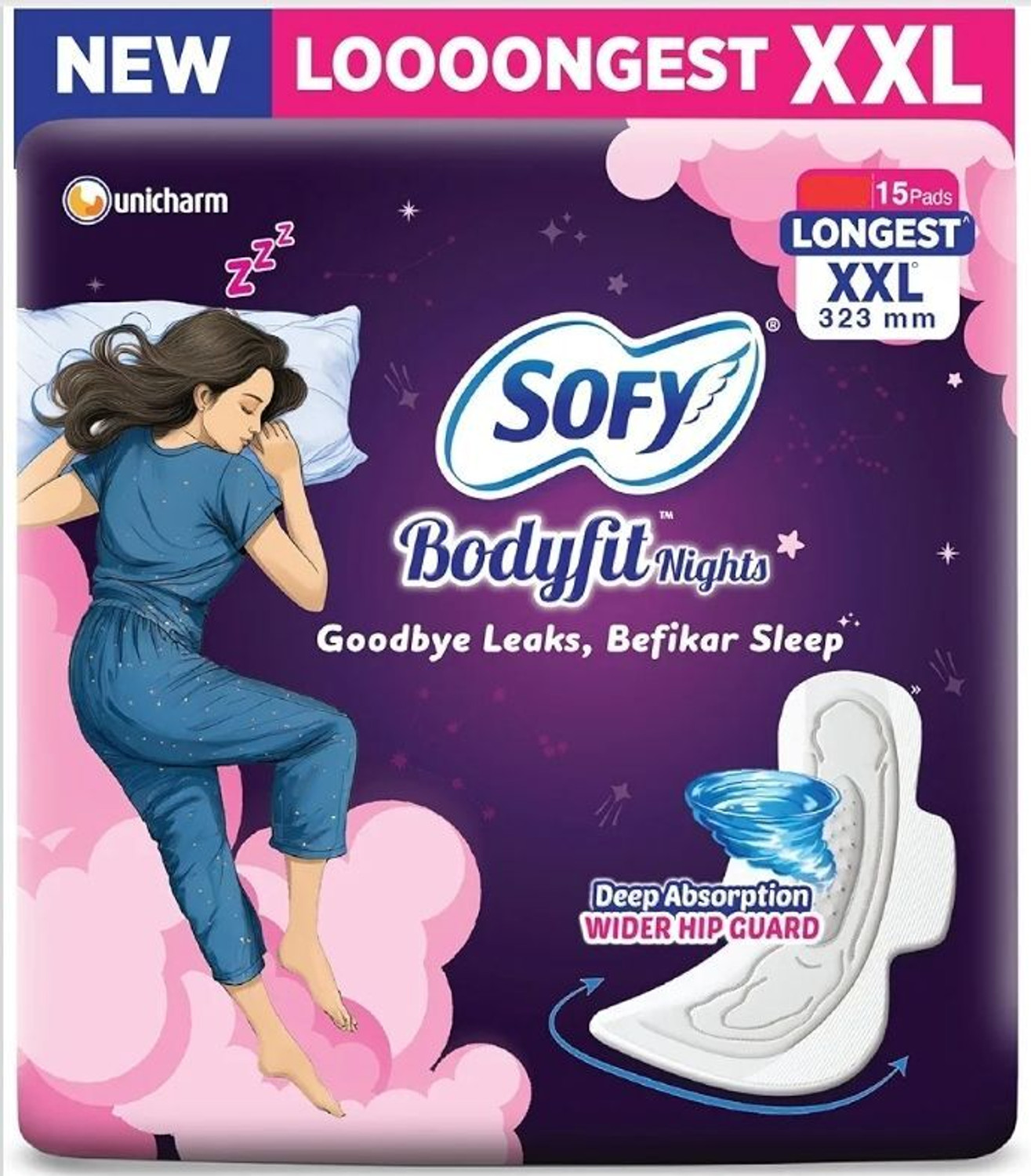 Image of SOFY Bodyfit overnight XXL 15 Sanitary Pads Sanitary Pad
