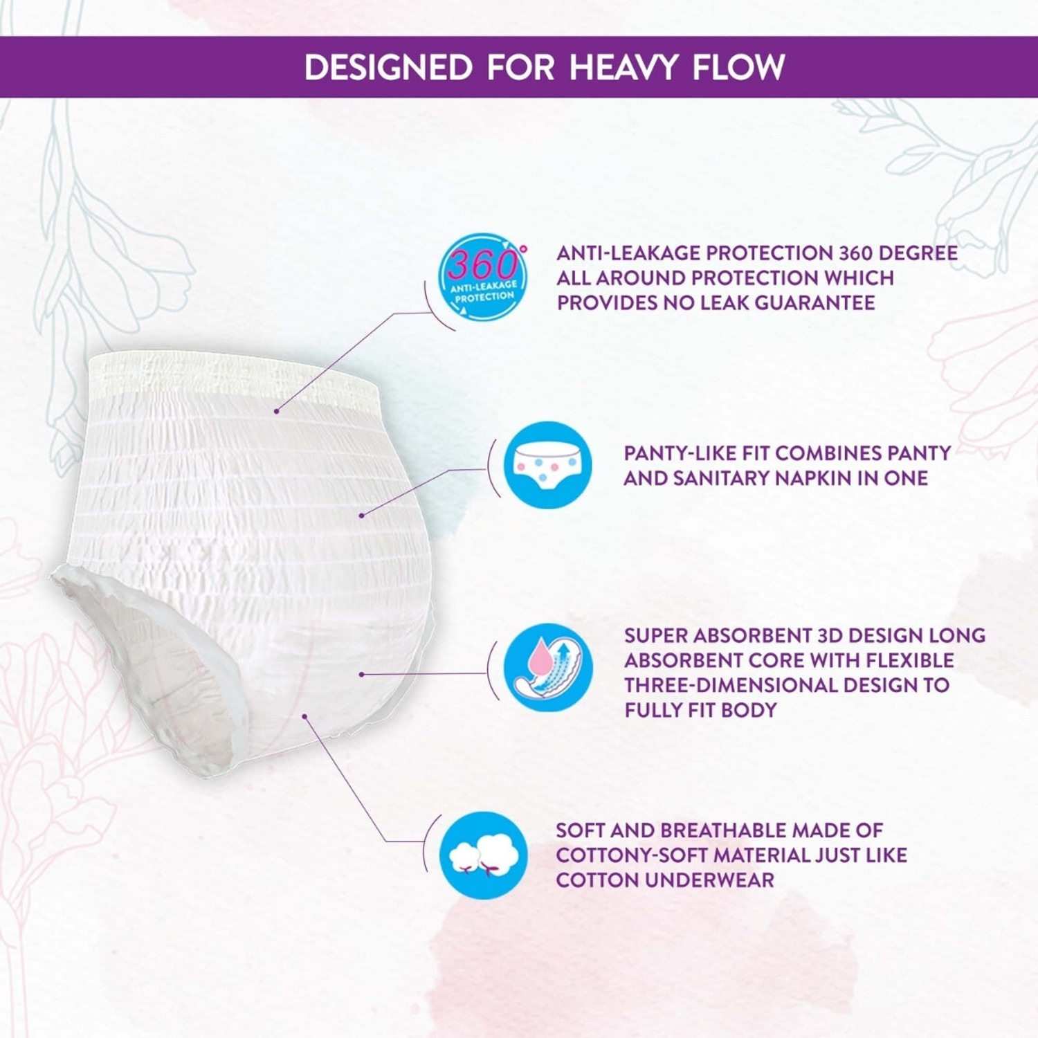 Image of Clovia sanitary napkin- disposable period panty type Combo of 5 (10 Nos) Sanitary Pad (Pack of 2)