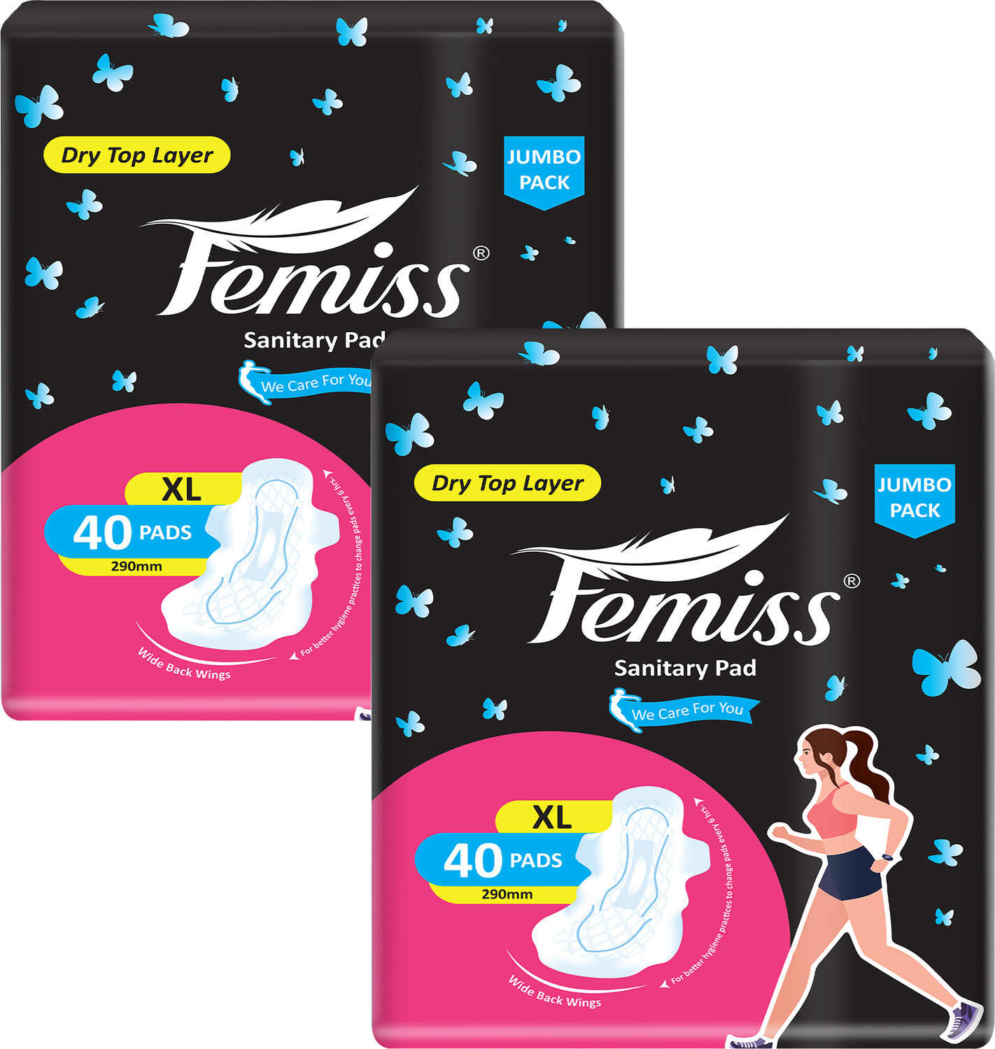 Image of Femiss Soft & Rash Free for Women & Girl Trifold 40 Sanitary Pads (XL-290MM) Pack of 2 Sanitary Pad