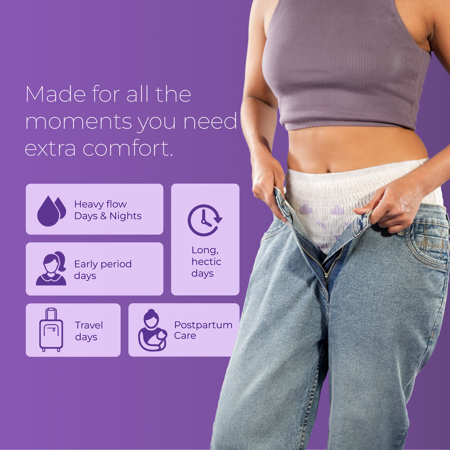 Image of Nua Comfort Disposable Period Panties M-L | Ultra-Absorbent Sanitary Pad