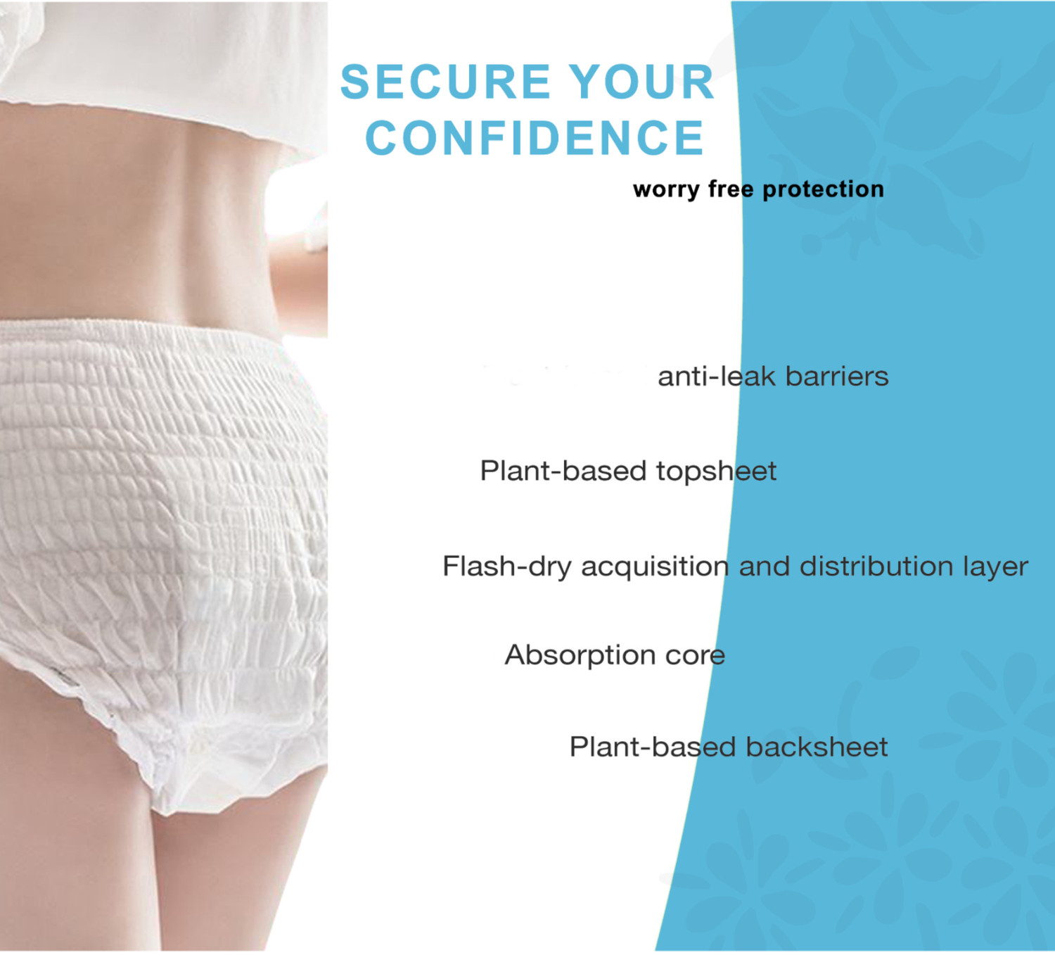 Image of SIZI Dispoable White Leakproof Period Panty for Regular to Heavy Flow Sanitary Pad