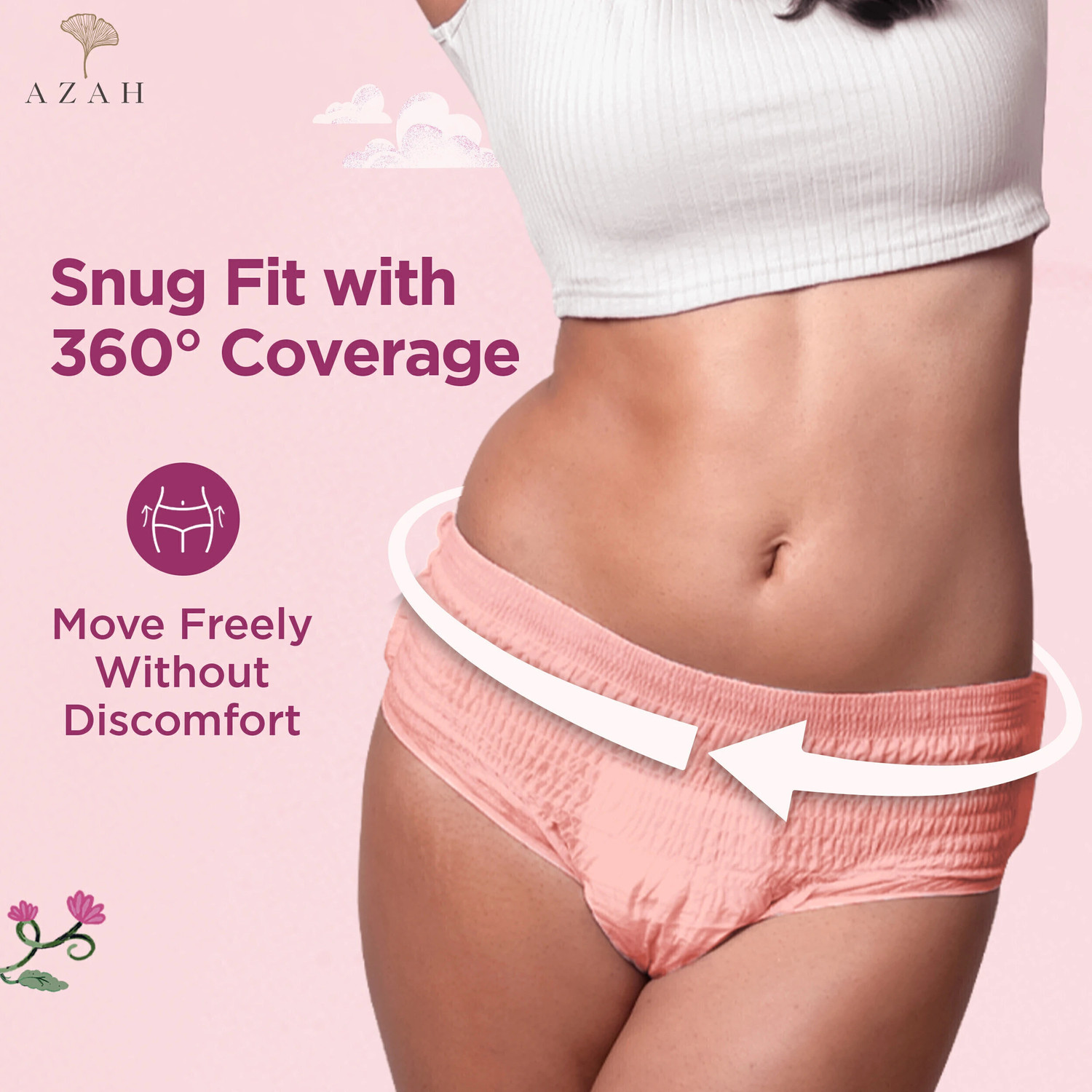 Image of AZAH Disposable Period Panties| Peachy New Look | Heavy Flow Coverage |M-L| Sanitary Pad