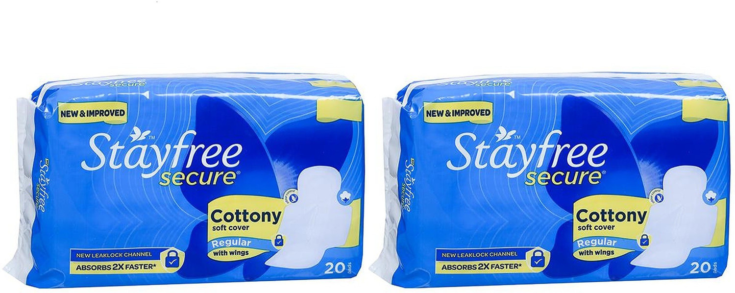 Image of STAYFREE Secure Cottony Soft Cover Regular - 20+20 Counts Sanitary Pad Sanitary Pad
