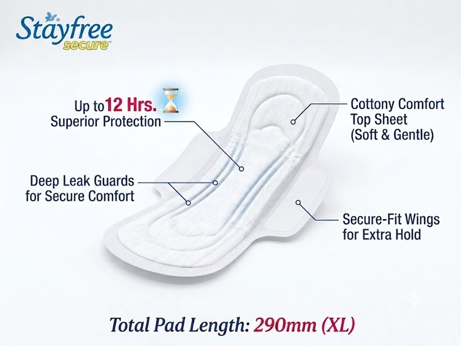 Image of STAYFREE secure-Xl cottony comforrt Sanitary Pad