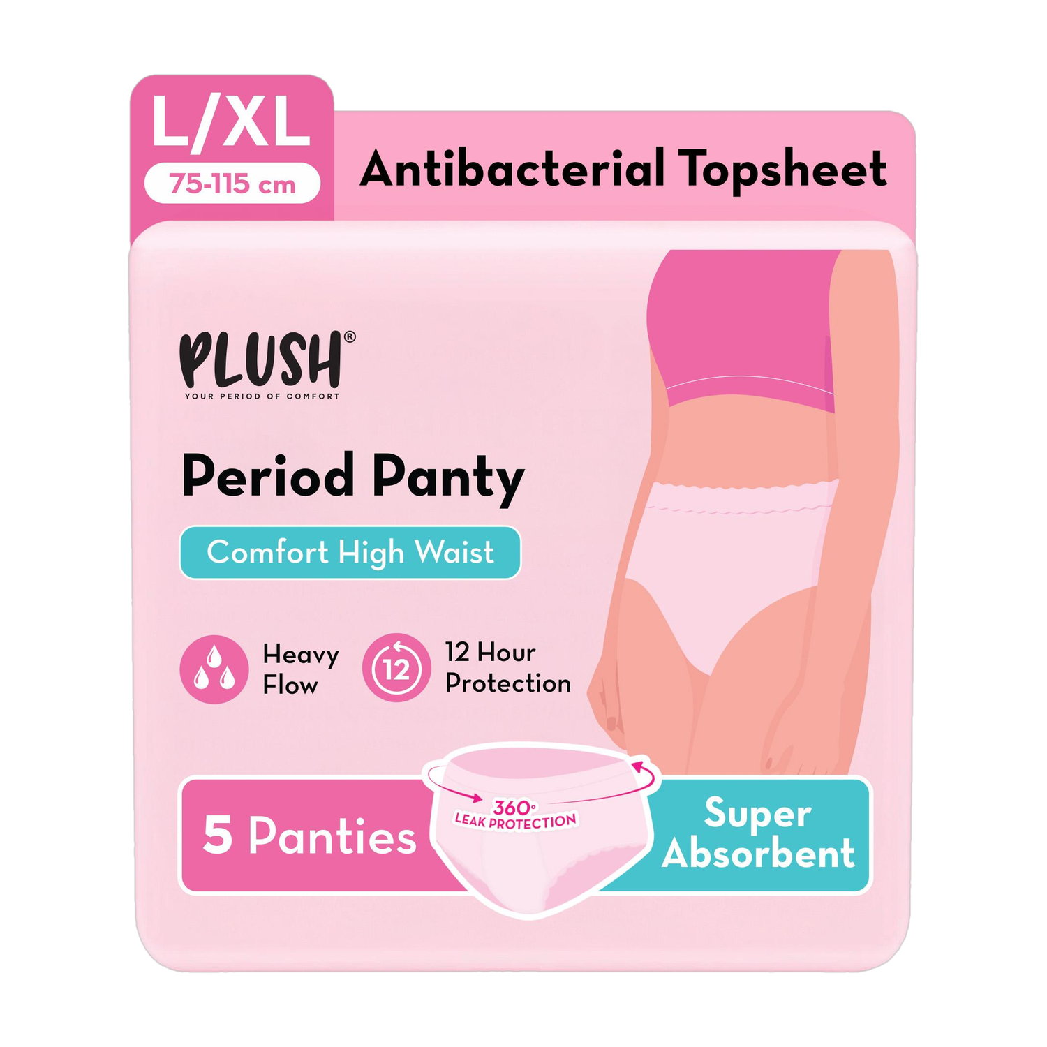 Image of PLUSH Comfort High Waist Disposable Period Panty, Rash Free L /XL Size (75-115 cm) Sanitary Pad