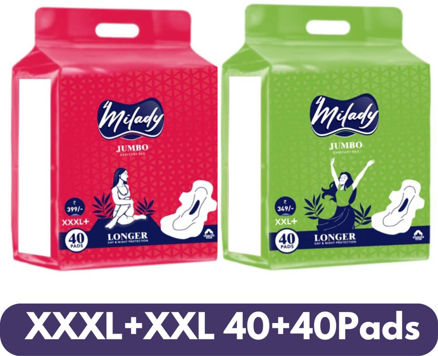 4MILADY XXXL+XXL Cottony Cover Sanitary Combo pack Sanitary Pad Pad Sanitary Pad