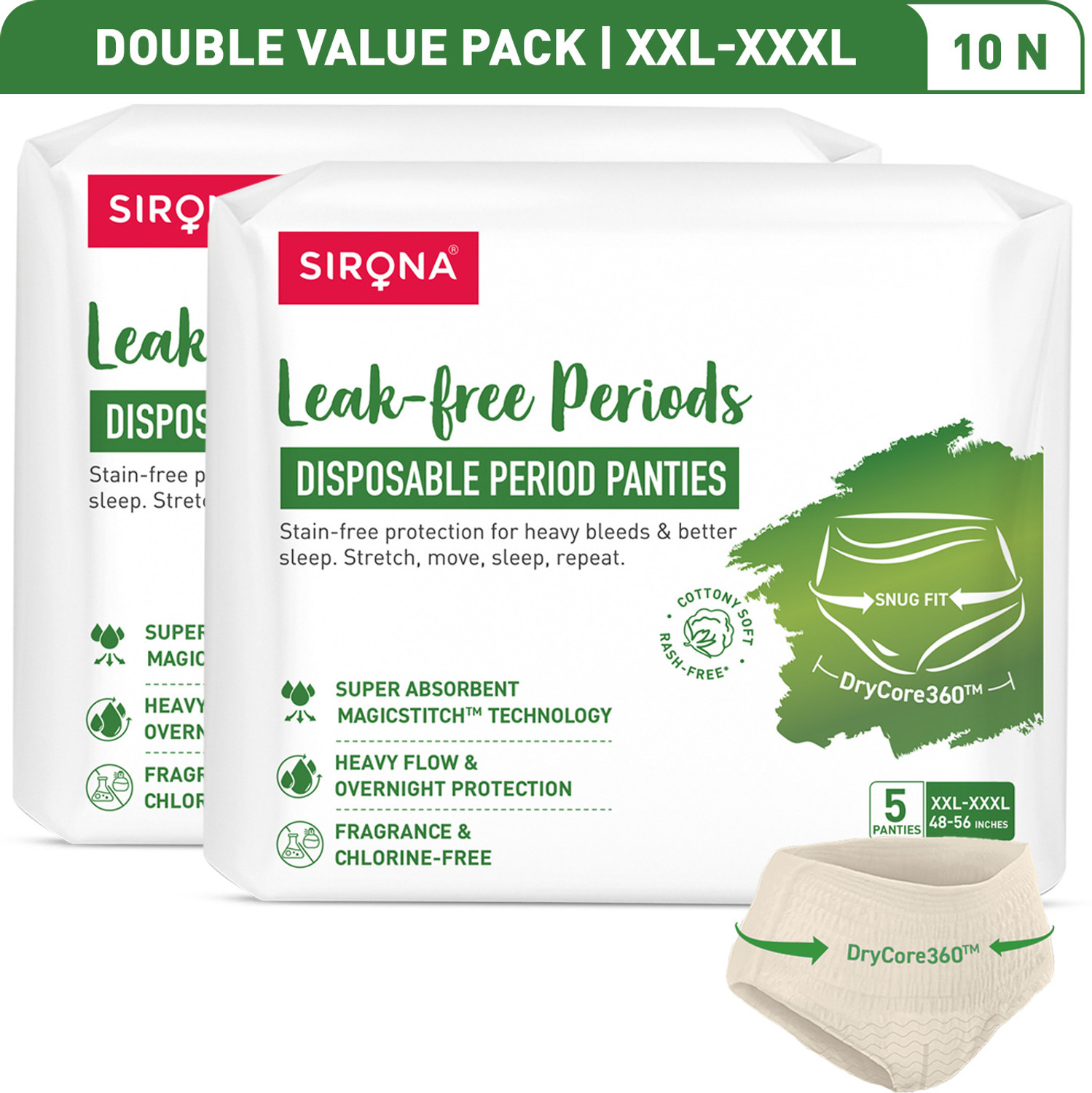 Image of SIRONA Super Absorbent Leak Free Disposable Period Panty for Women (XXL-XXXL) Sanitary Pad