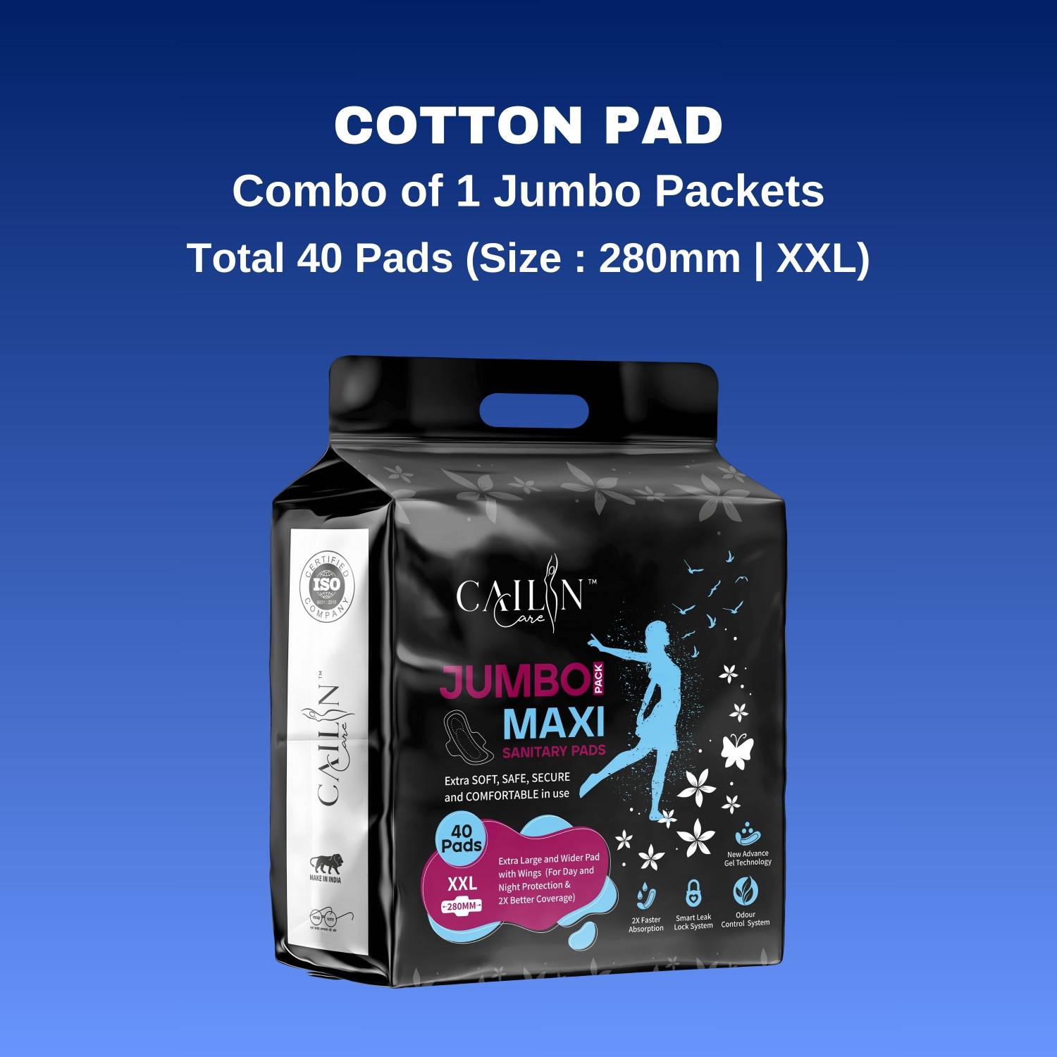 Cailin Care Cottony Soft & Comfortable Sanitary Napkins (Size - XXL | 280mm) Sanitary Pad
