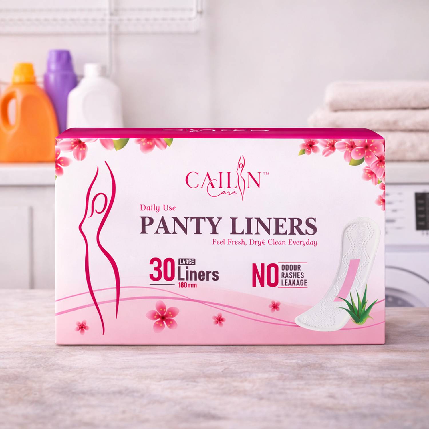 Cailin Care Daily Use Natural Cotton Ultra Thin Good Quality (Size - 180mm|Large) Tryfold Pantyliner