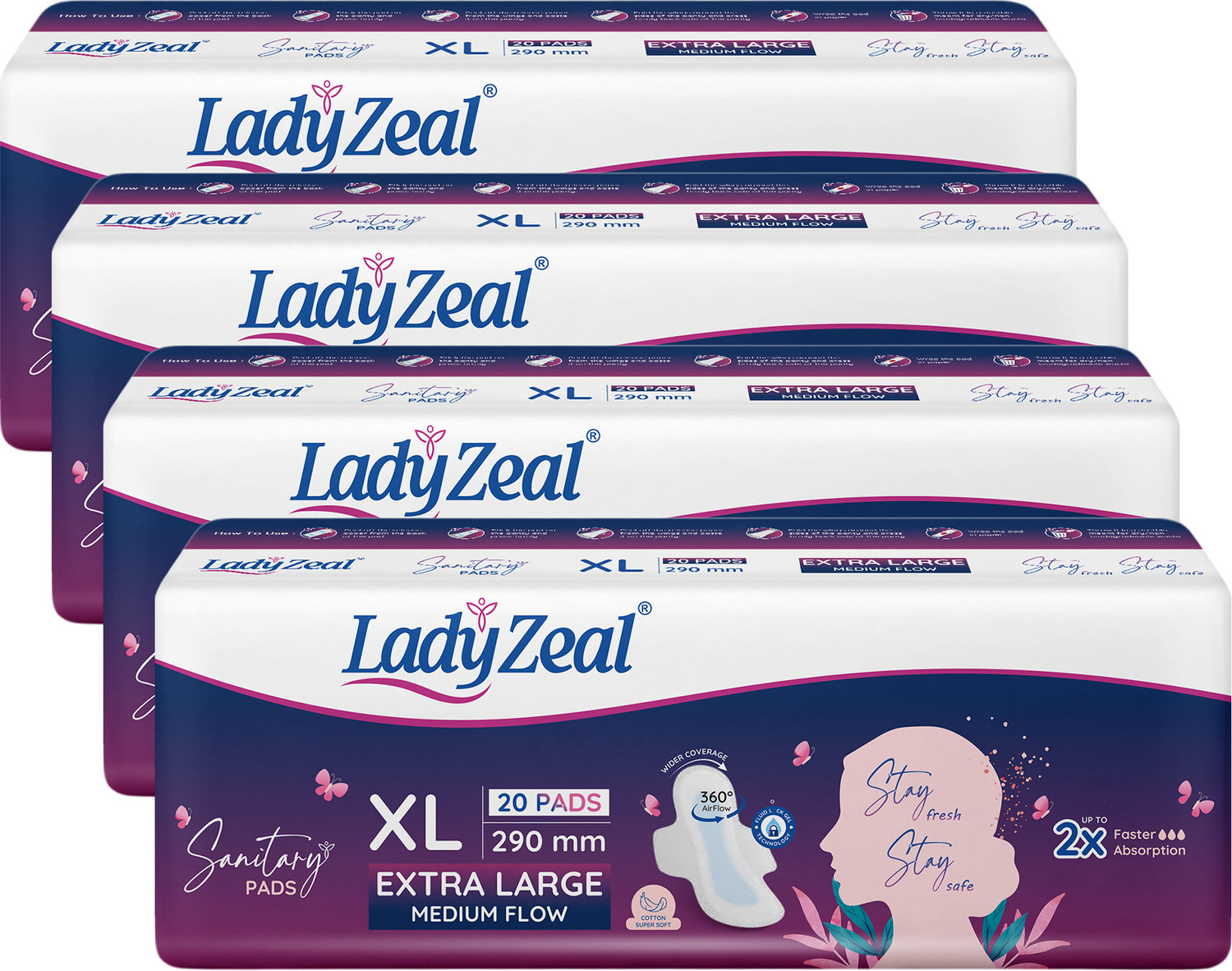 Image of LadyZeal Sanitary Pads for Women,Soft & Comfortable, Fast Absorption 360 Air Flow Sanitary Pad