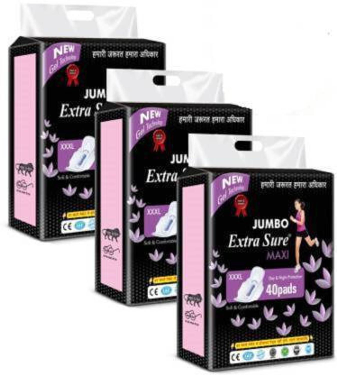Jumbo Extra Sure for Day & Night Protection - XXXL(120 Pcs) Sanitary Pad