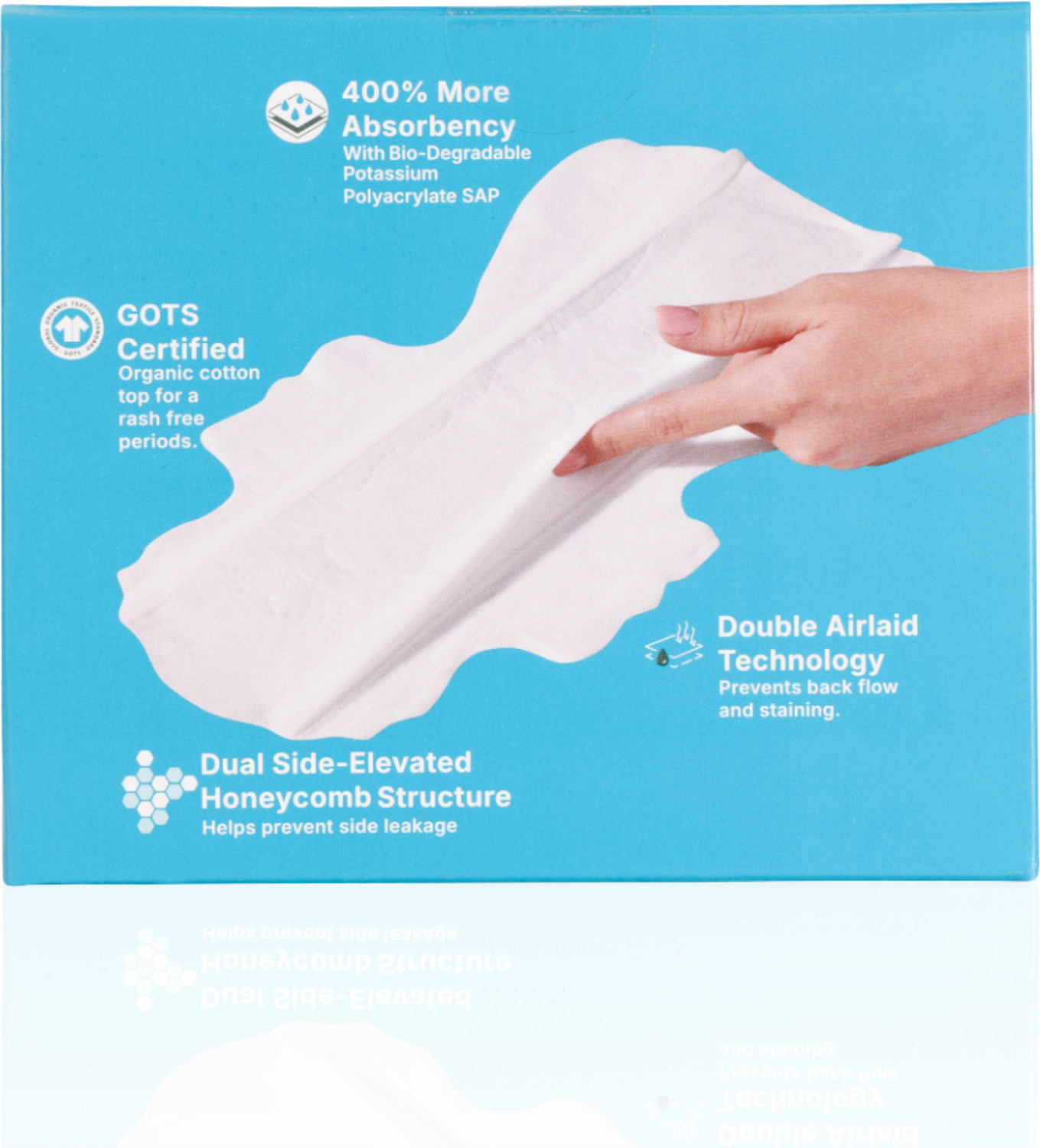 Image of Hi Life XXL Organic Sanitary Pads with Honeycomb Leak Lock for Heavy Flow Sanitary Pad (Pack of 8)