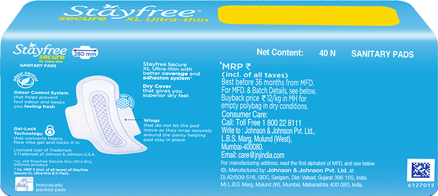Image of STAYFREE Secure Ultra-thin XL Sanitary Pad