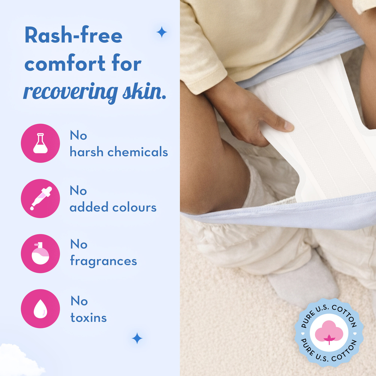 Image of PLUSH Maternity Pads for Postpartum Bleeding | Combo (20 Pads) | XXXL - 410 mm Sanitary Pad