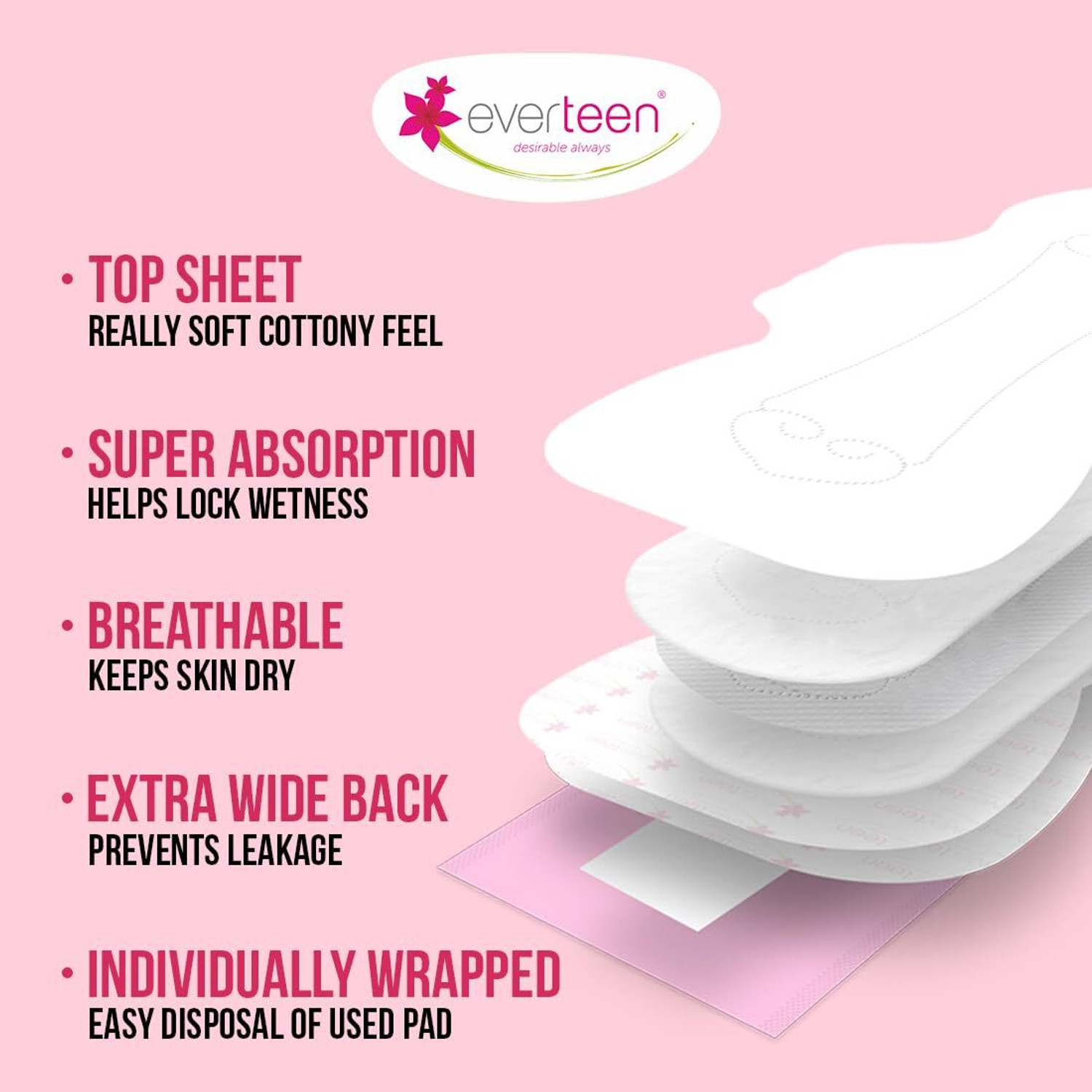 Image of everteen Soft XL 54 Sanitary Pads, 285mm, Medium Flow, Leak Protection, Pack of 3 Sanitary Pad