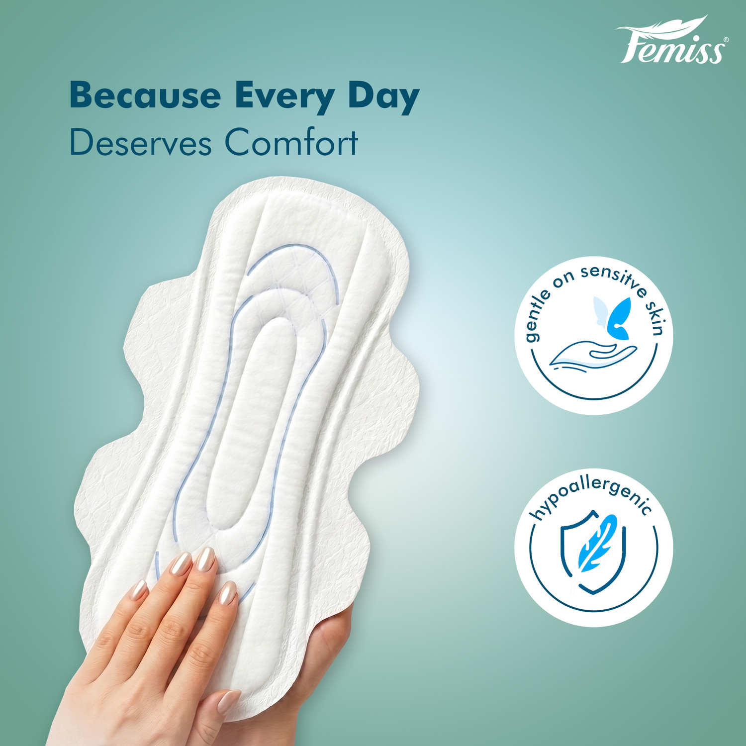 Image of Femiss Extra Dry Feel Overnight Sanitary Pads (XXL-80 Pcs) (Pack of 2 - 320 MM) Sanitary Pad