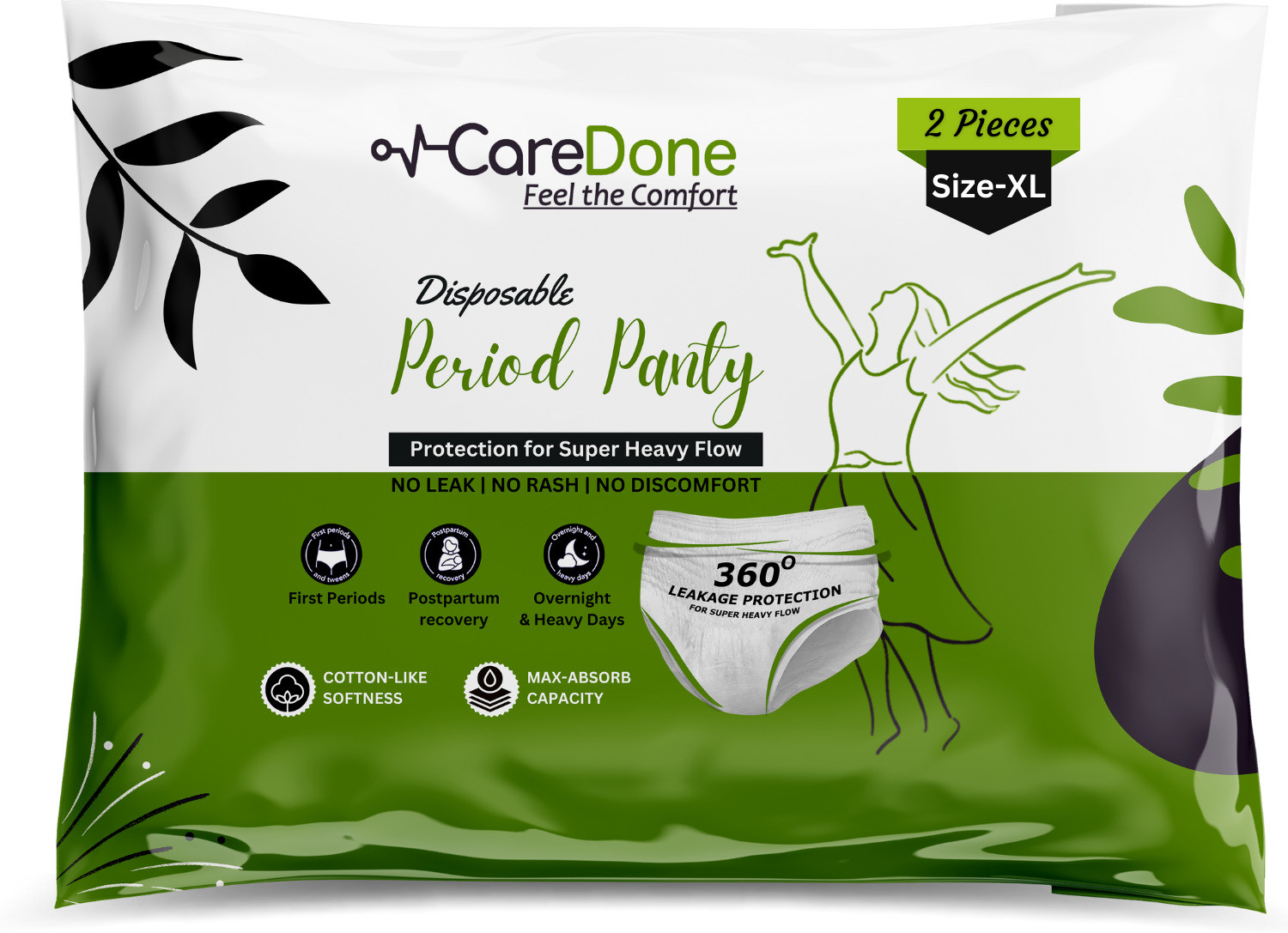 Image of CareDone Disposable Panties for Women Leak Proof| Maternity Pads for Heavy Flow Periods Sanitary Pad