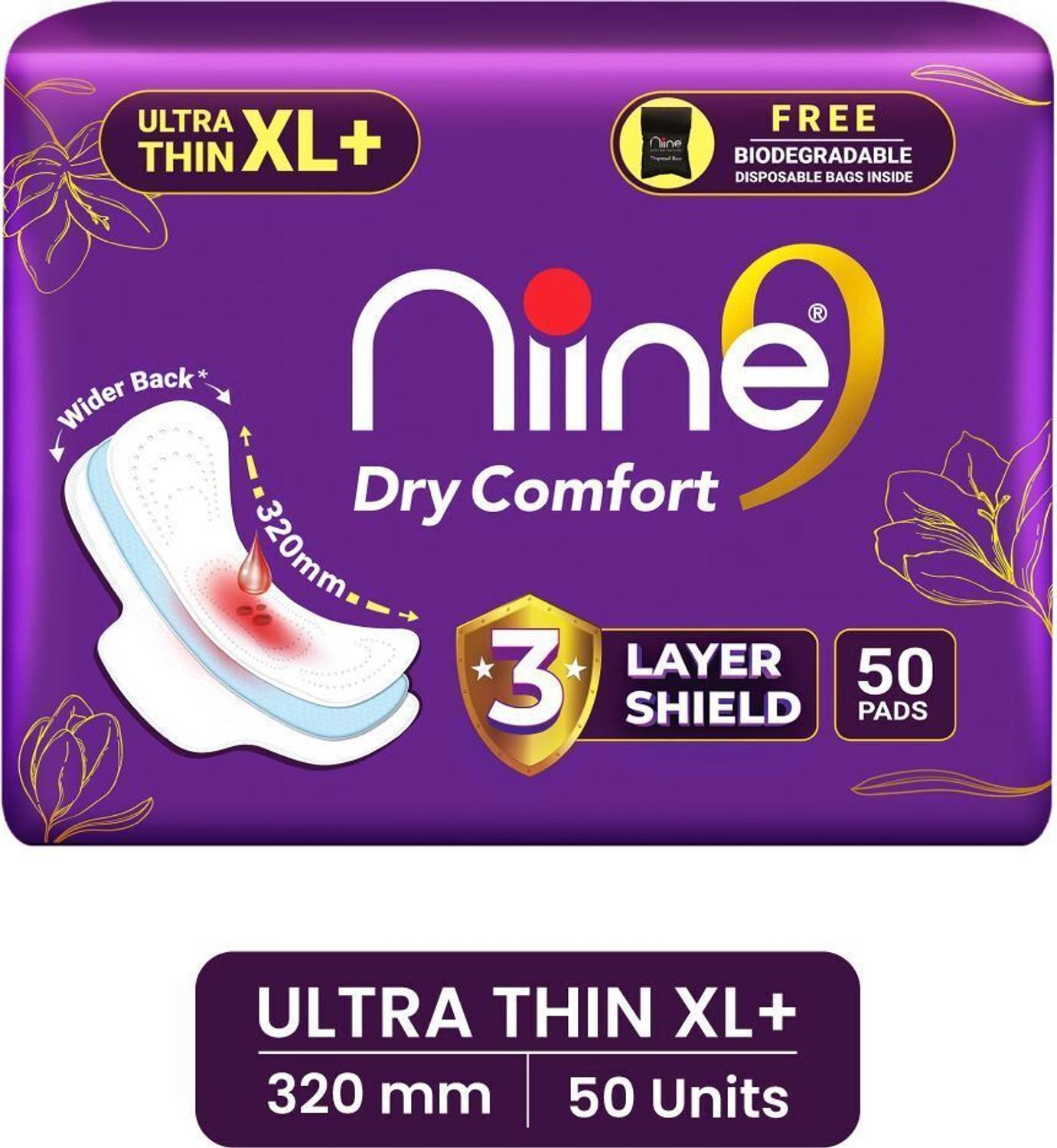 niine Dry Comfort Ultra Thin XL+ Disposable Bags Inside 3-Layer