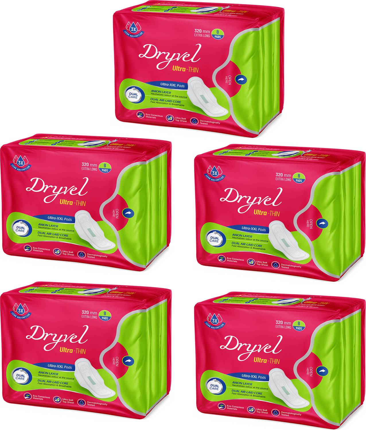 Dryvel Ultra-XXL | 320mm Extra Long | 3X Absorbent | Heavy Flow | 40 Pads | Sanitary Pad
